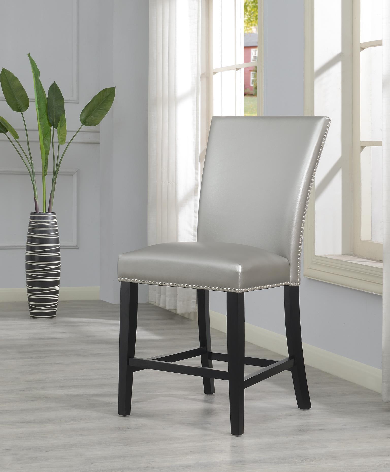 D134 - Faux Leather Counter Chair (Set of 2) - Silver