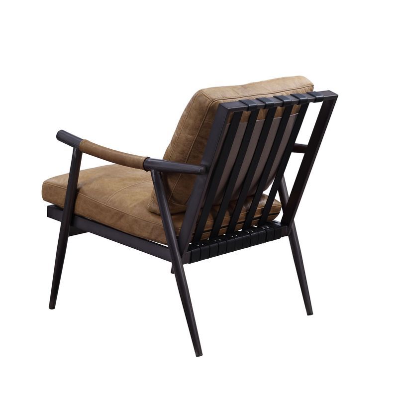 Anzan - Accent Chair - Berham Chestnut Top Grain Leather & Matt Iron, light brown, view 3