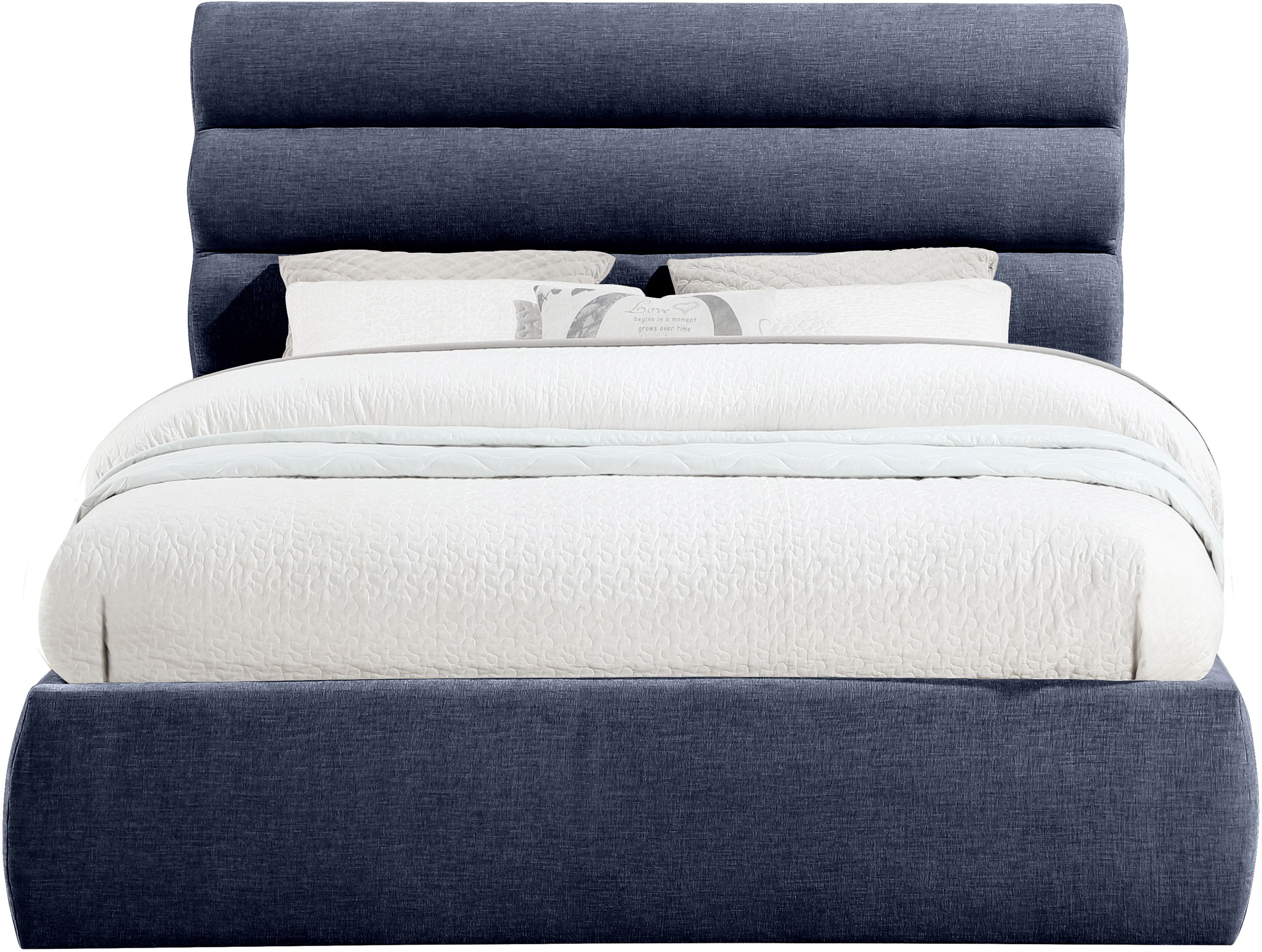 Adam - Chenille Fabric Queen Bed With 52" Headboard - Navy