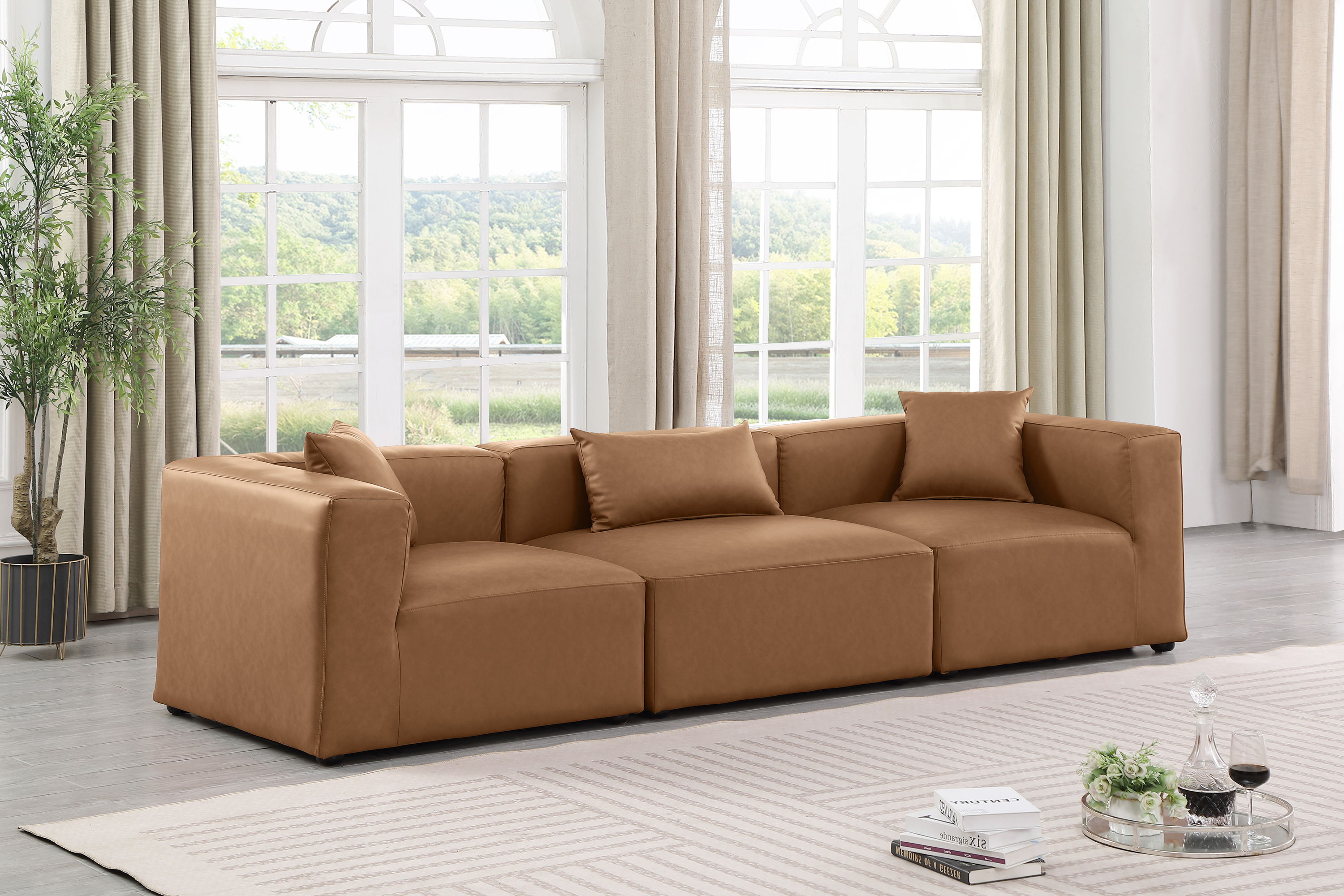 Cube - Modular 3 Piece Sofa - Brown
