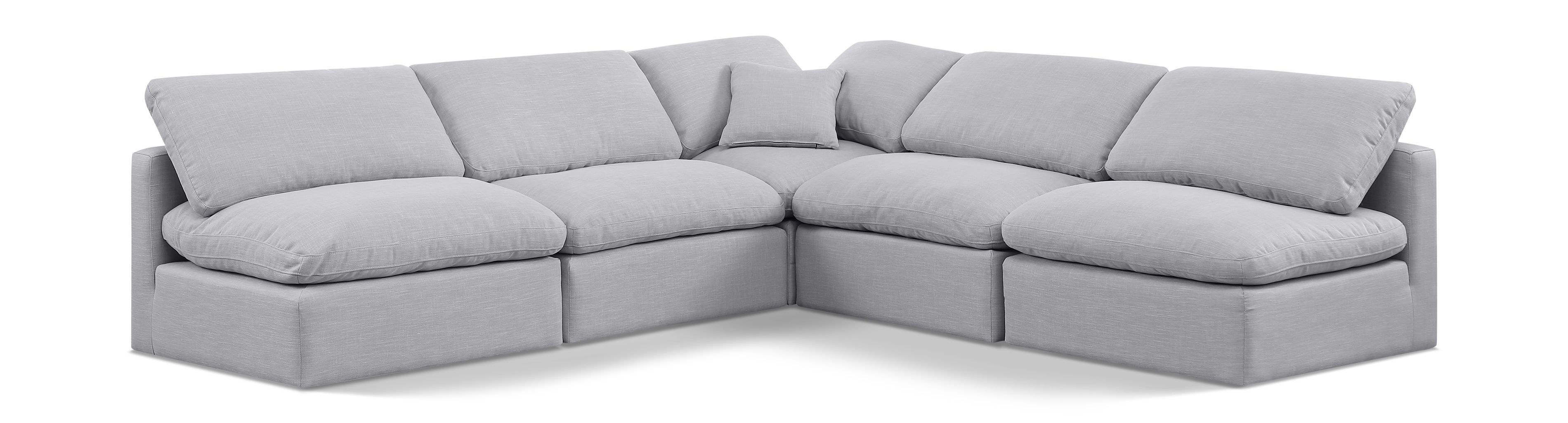Indulge - Linen 5 Piece Modular Corner Armless Sectional - Gray