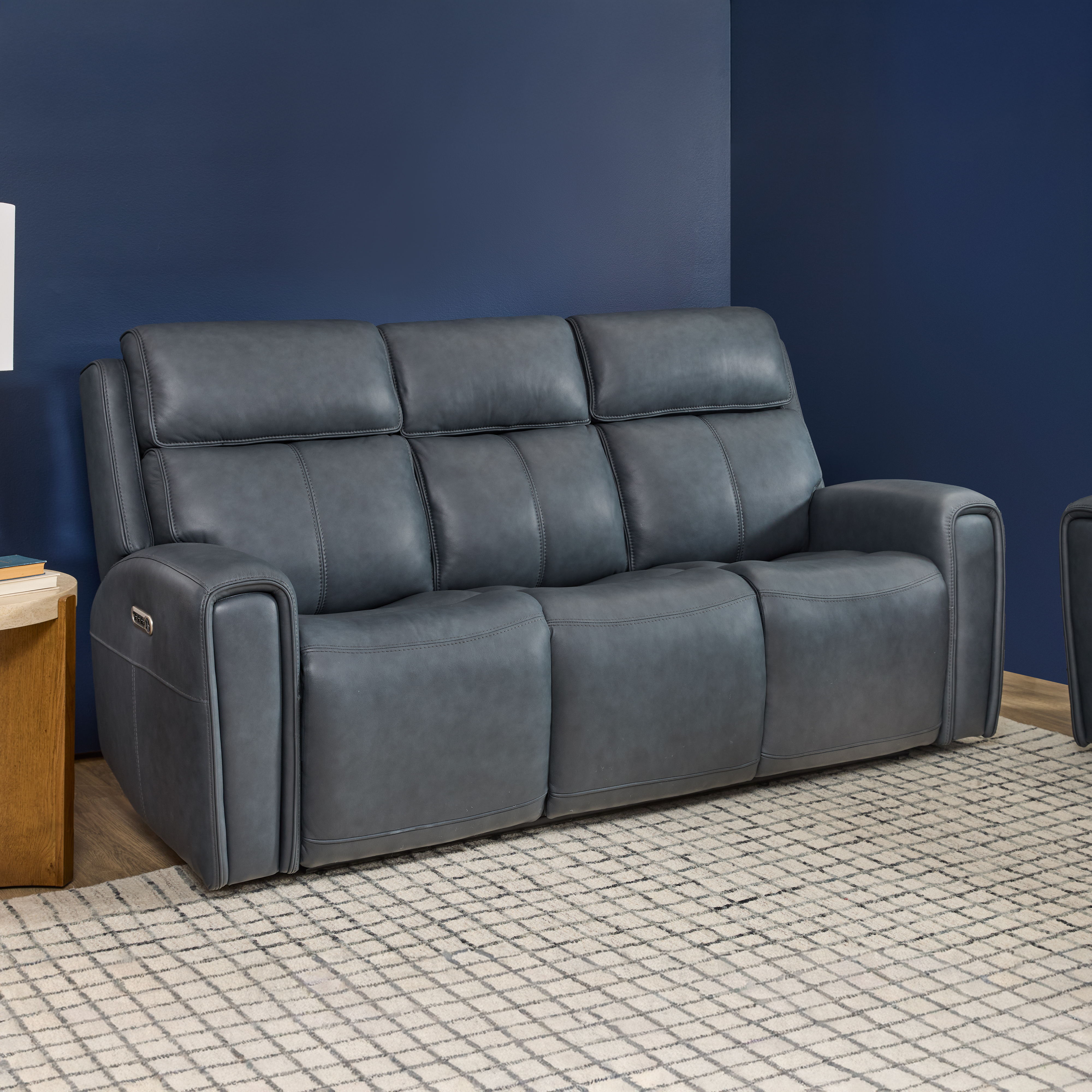 Warren - Power Reclining Sofa With Console, Power Headrest & Lumbar - Black, black, view 8