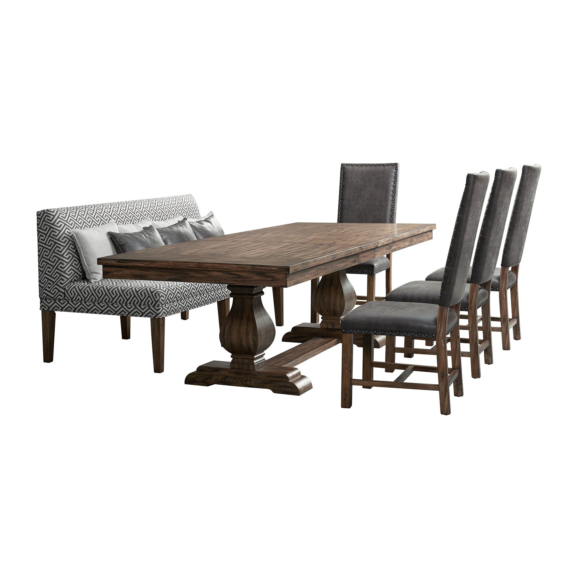 6 Pc · Table, Four Tall Back Chairs And Settee