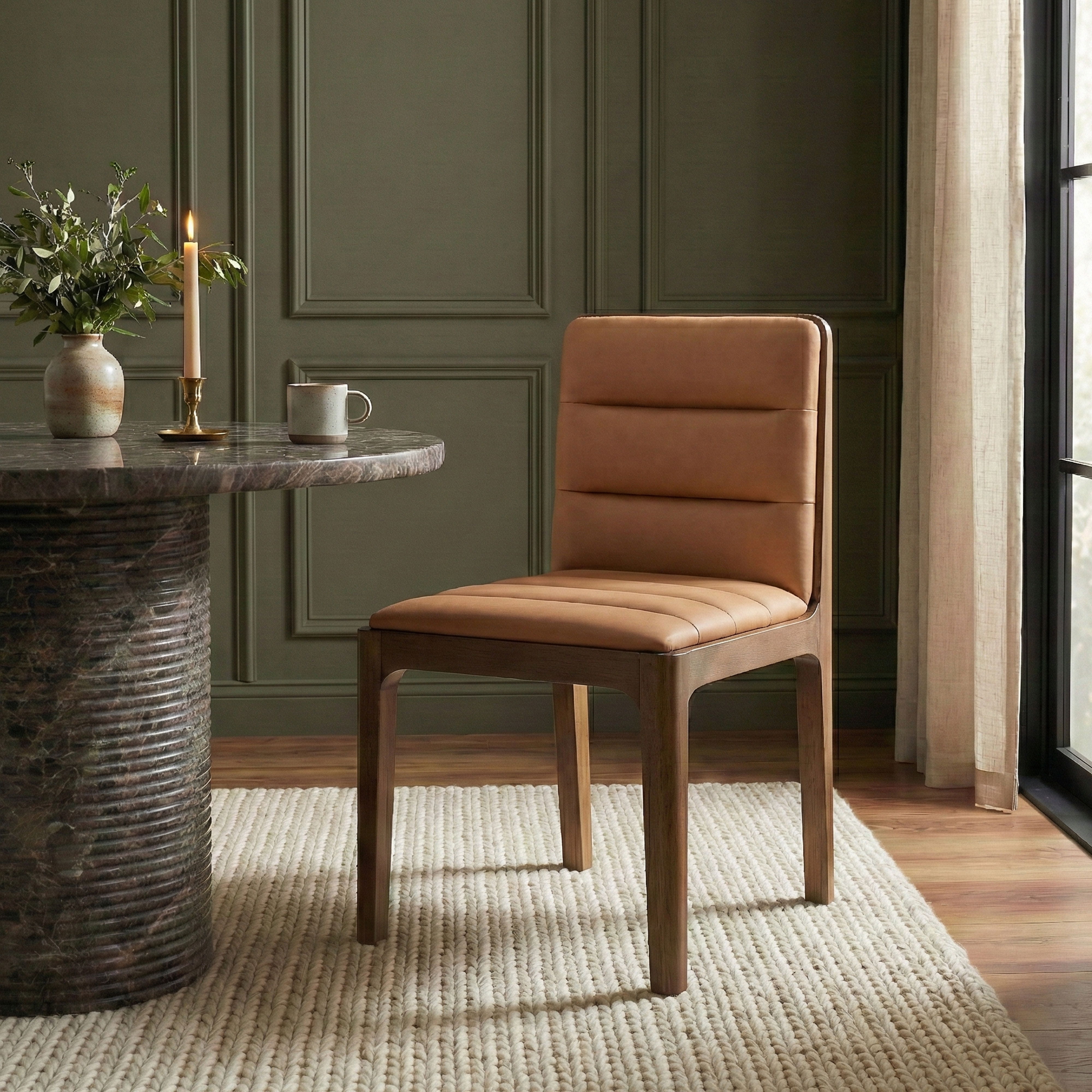 Ellis - Vegan Leather Upholstered Dining Chair (Set of 2) - Cognac