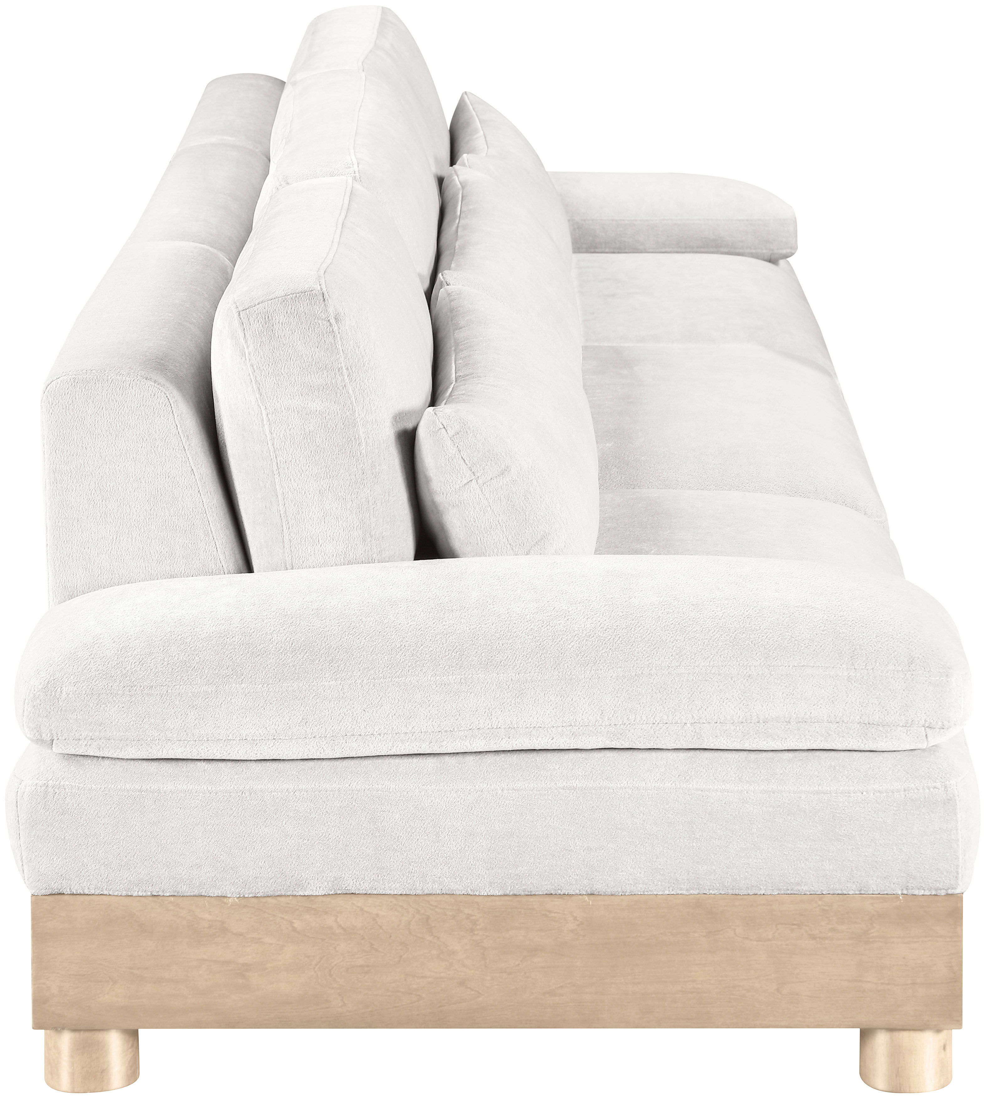 Turin - 135.5" Chenille Fabric Upholstered 3 Piece Modular Sofa - Cream / Natural Oak