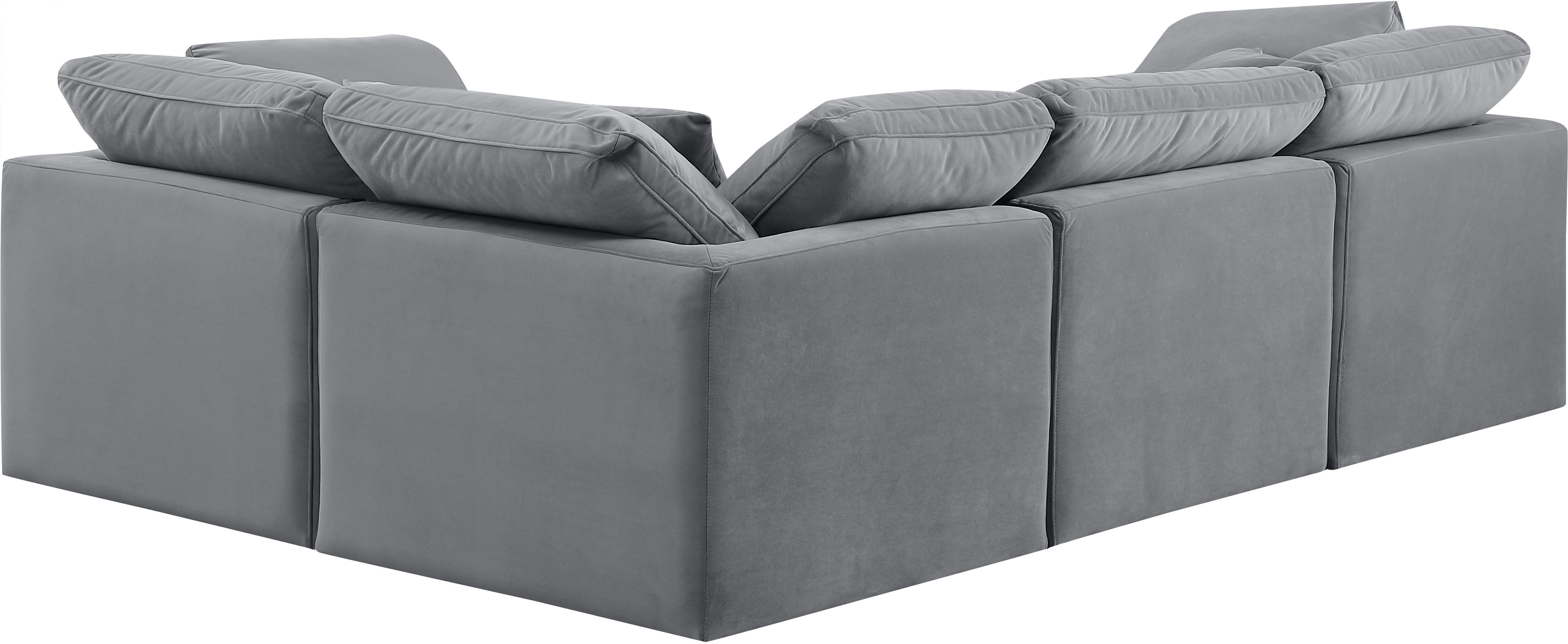 Indulge - Velvet 4 Piece Modular Corner Sectional - Gray