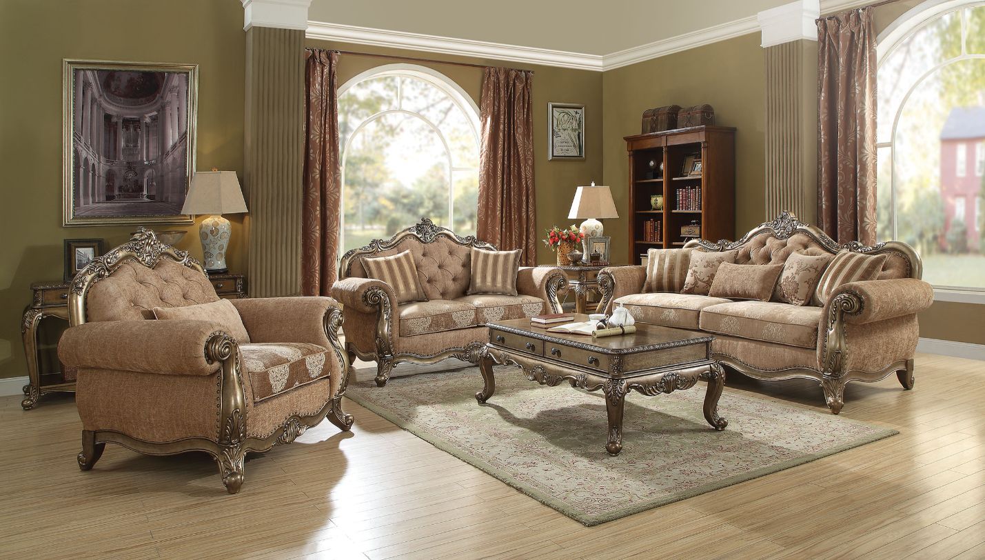 Ragenardus - Sofa With 5 Pillows - Fabric & Vintage Oak, light brown