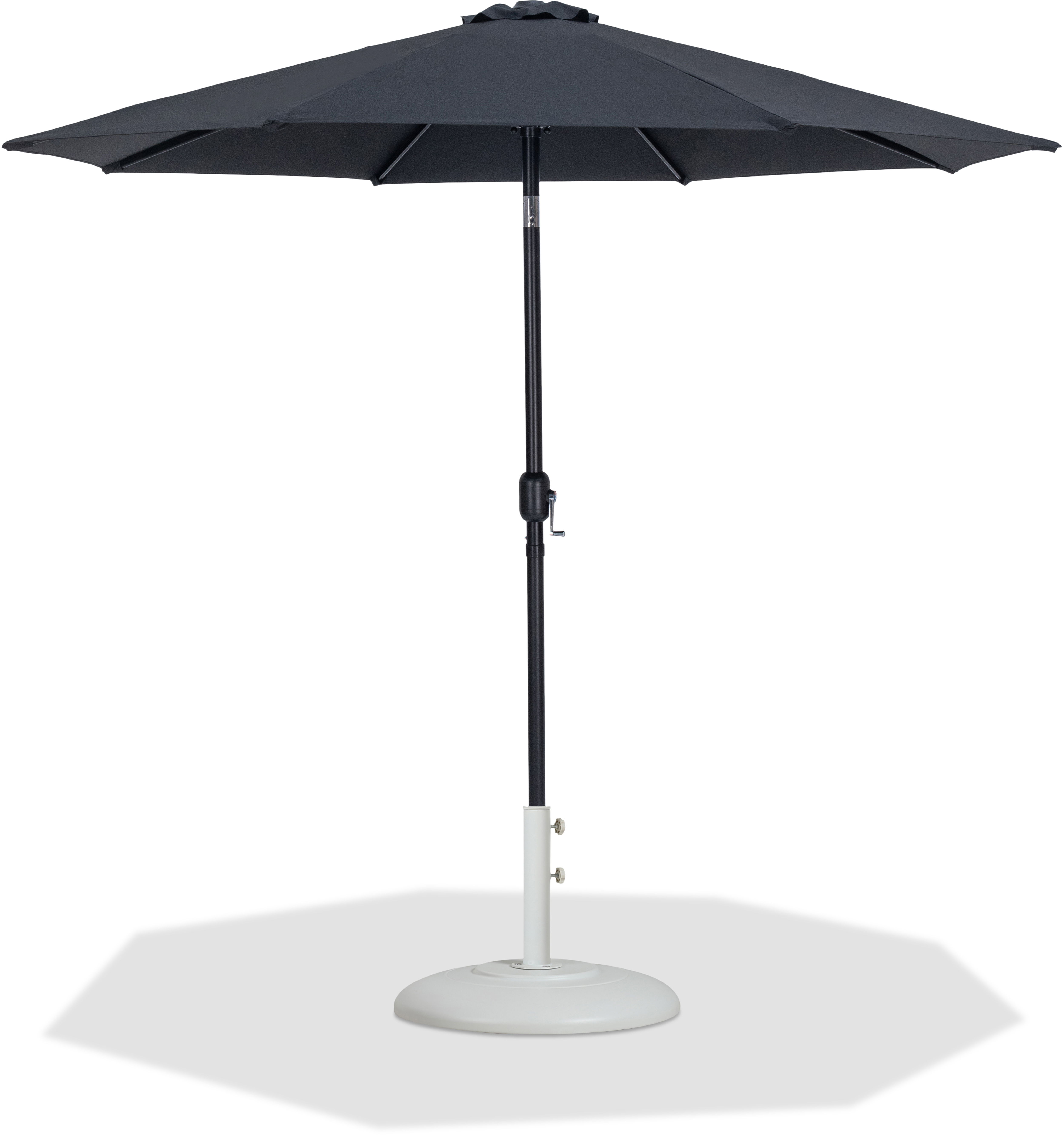 Fiji - Aluminum Patio Umbrella With Round White And Black Base - Black