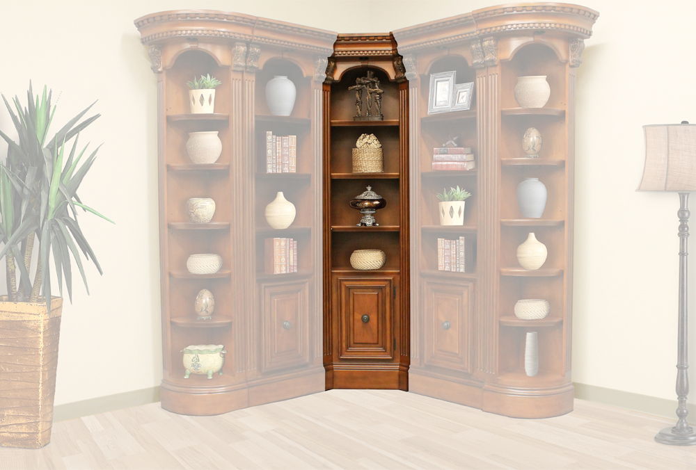 Parker House Huntington - Inside Corner Filler Panel Bookcase- Antique Vintage Pecan