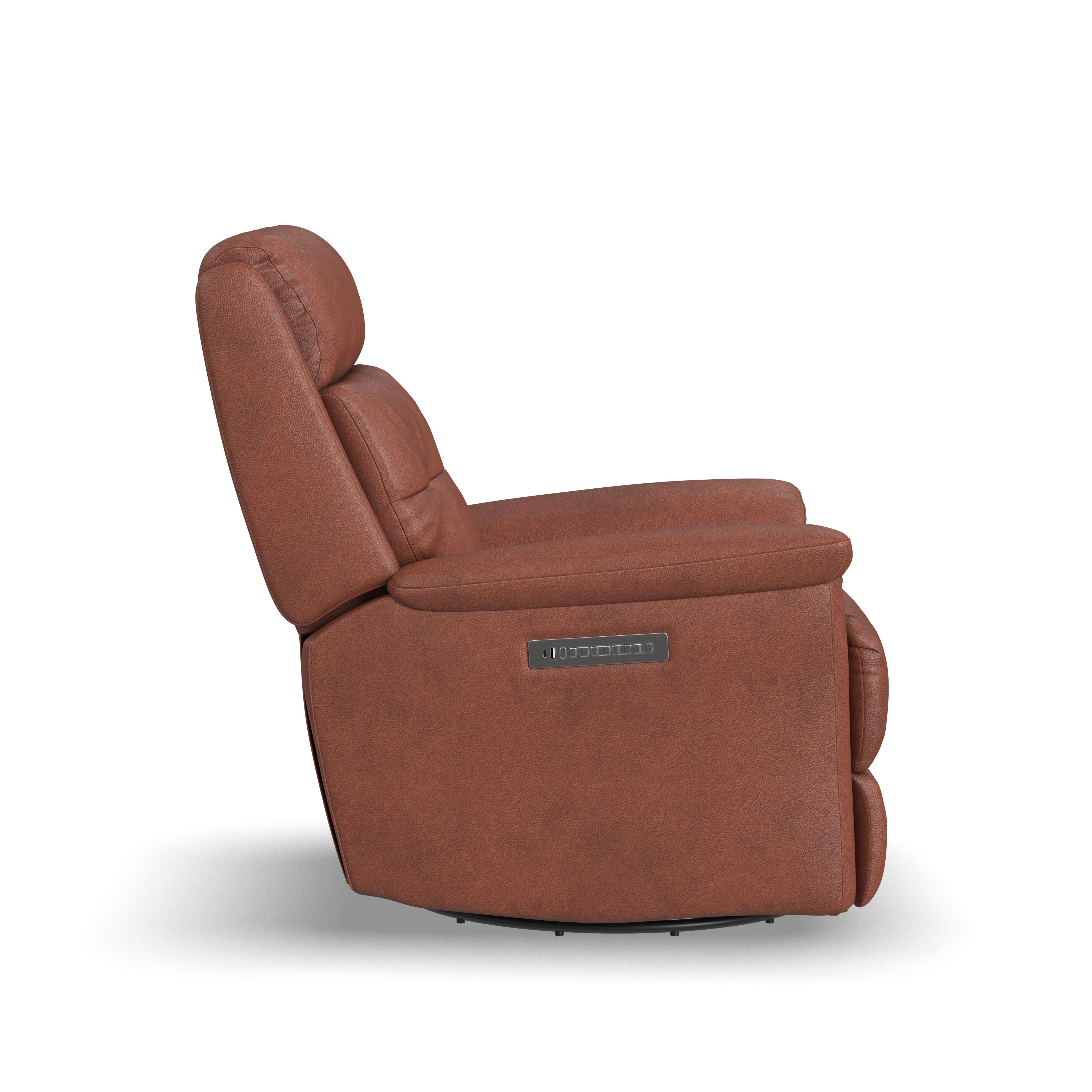 Sophisticated - Power Swivel Gliding Recliner With Power Headrest & Lumbar, dark brown, view 7