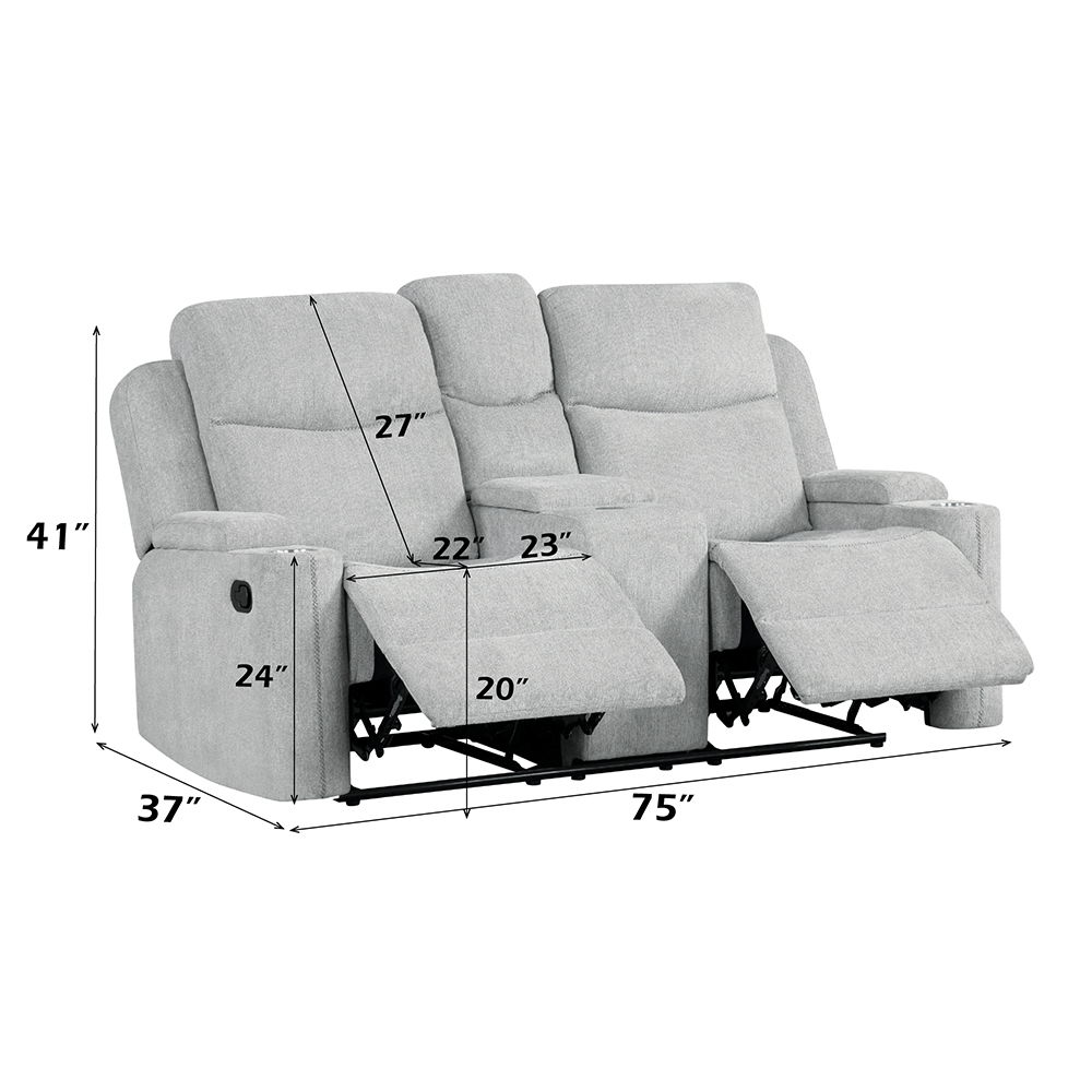 Galya - Motion Loveseat With Console - Light Gray Chenille, light gray, view 8