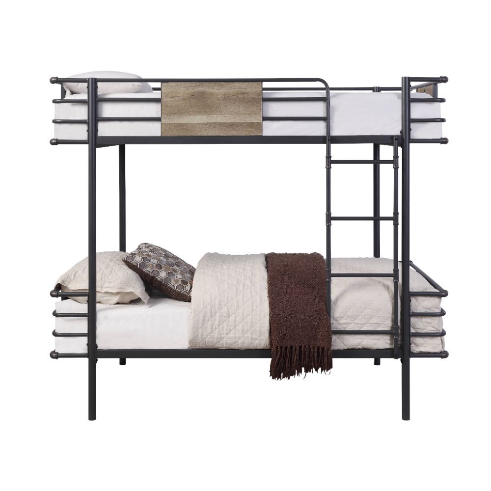 Deliz - Twin Over Twin Bunk Bed - Gunmetal, dark gray, view 2