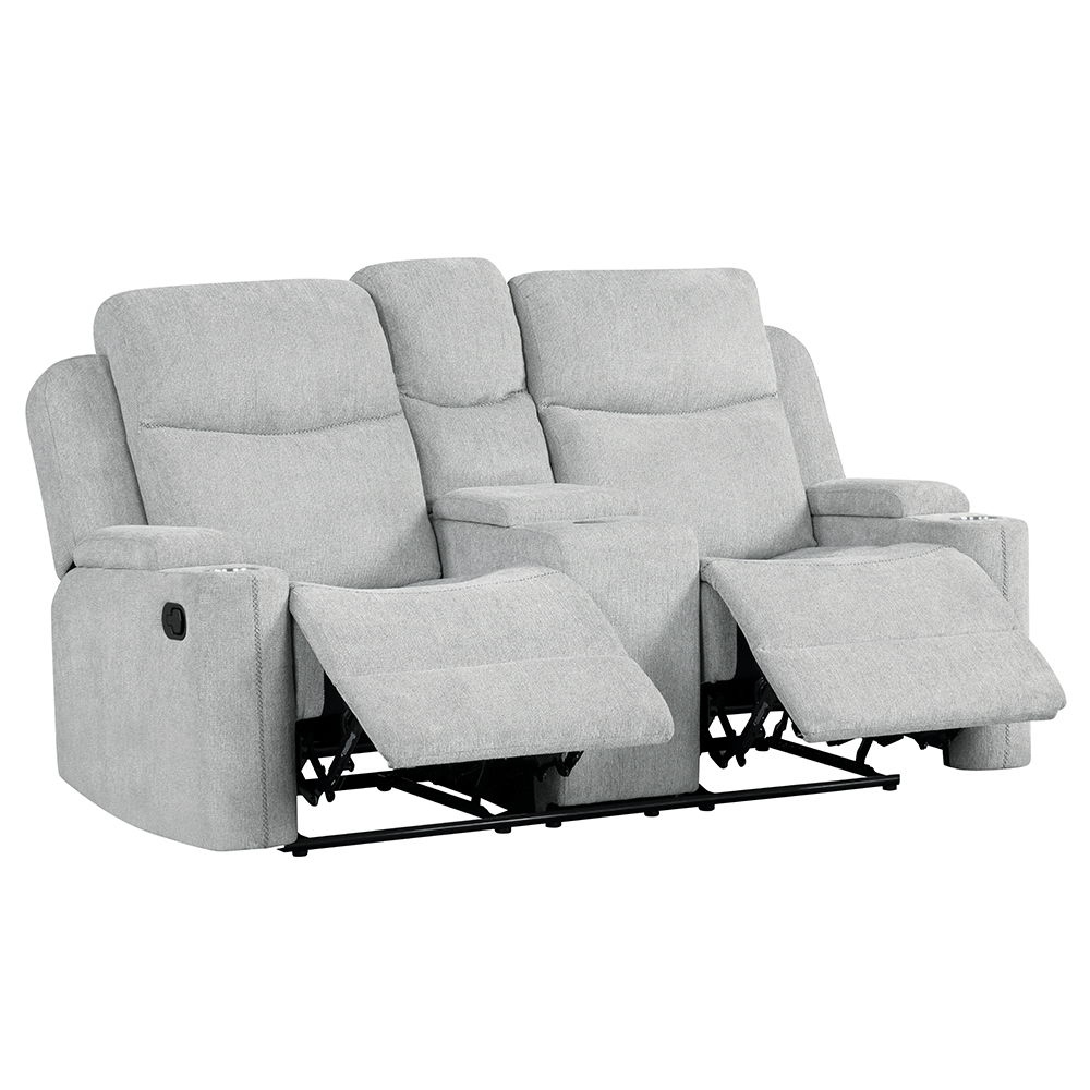 Galya - Motion Loveseat With Console - Light Gray Chenille, light gray, view 2