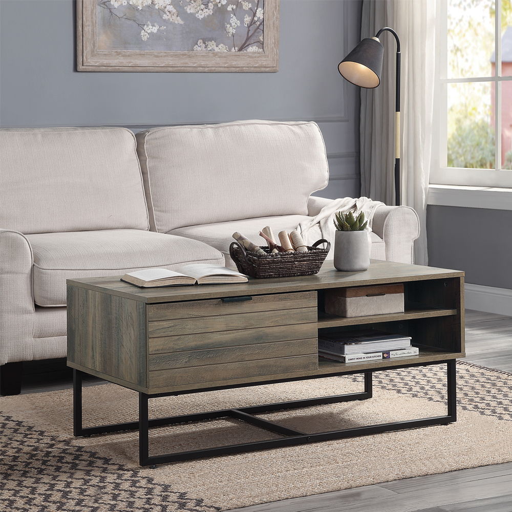 Homare - Coffee Table - Rustic Oak & Black, light brown