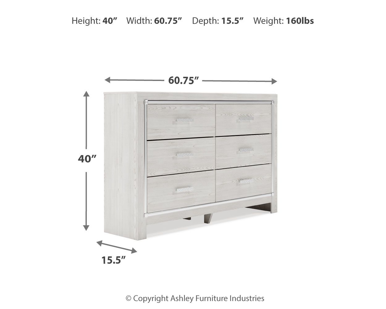 Ashley Furniture Altyra - Six Drawer Dresser - White - Image 4