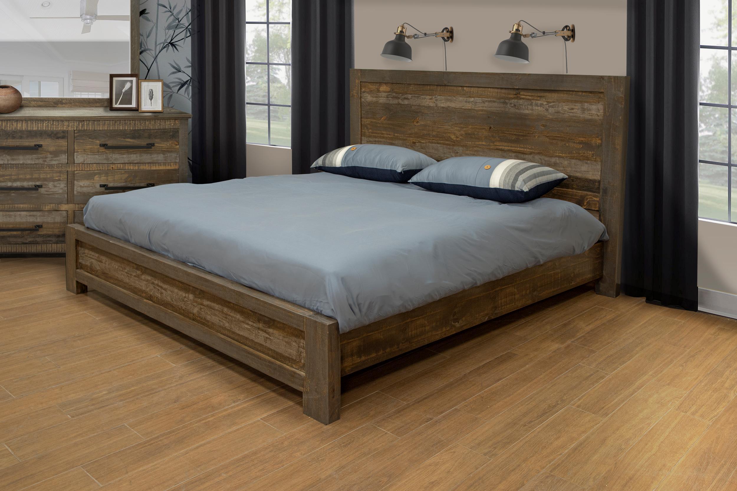 International Furniture Direct Loft Brown - King Platform Bed - Dark Brown