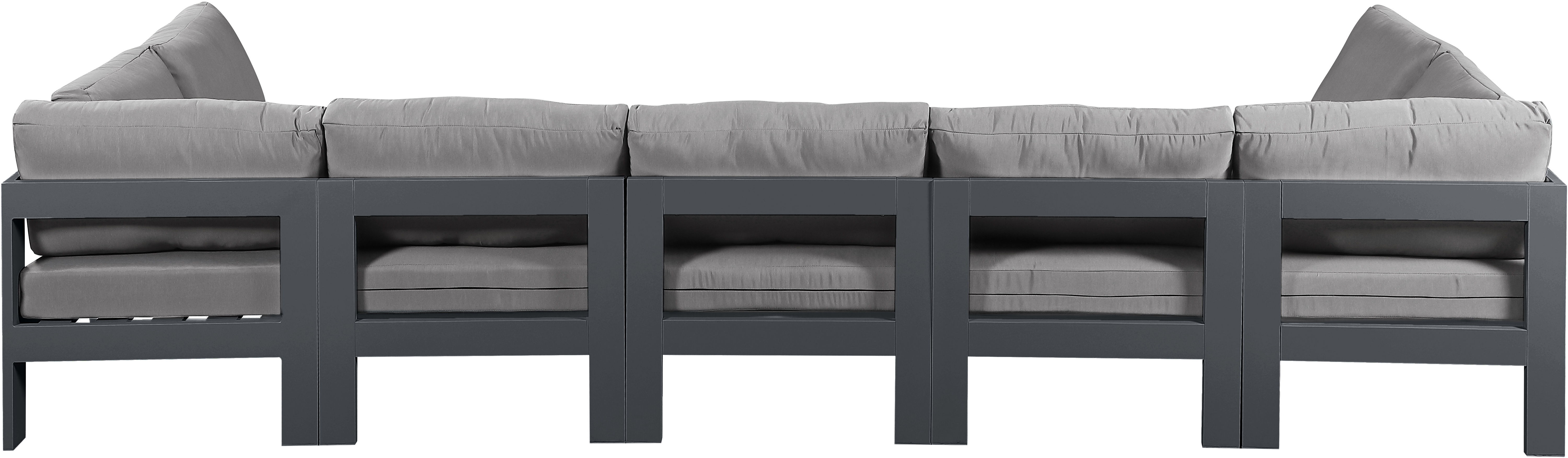 Nizuc - Outdoor Patio 7 Piece Modular Sectional With Gray Frame - Gray