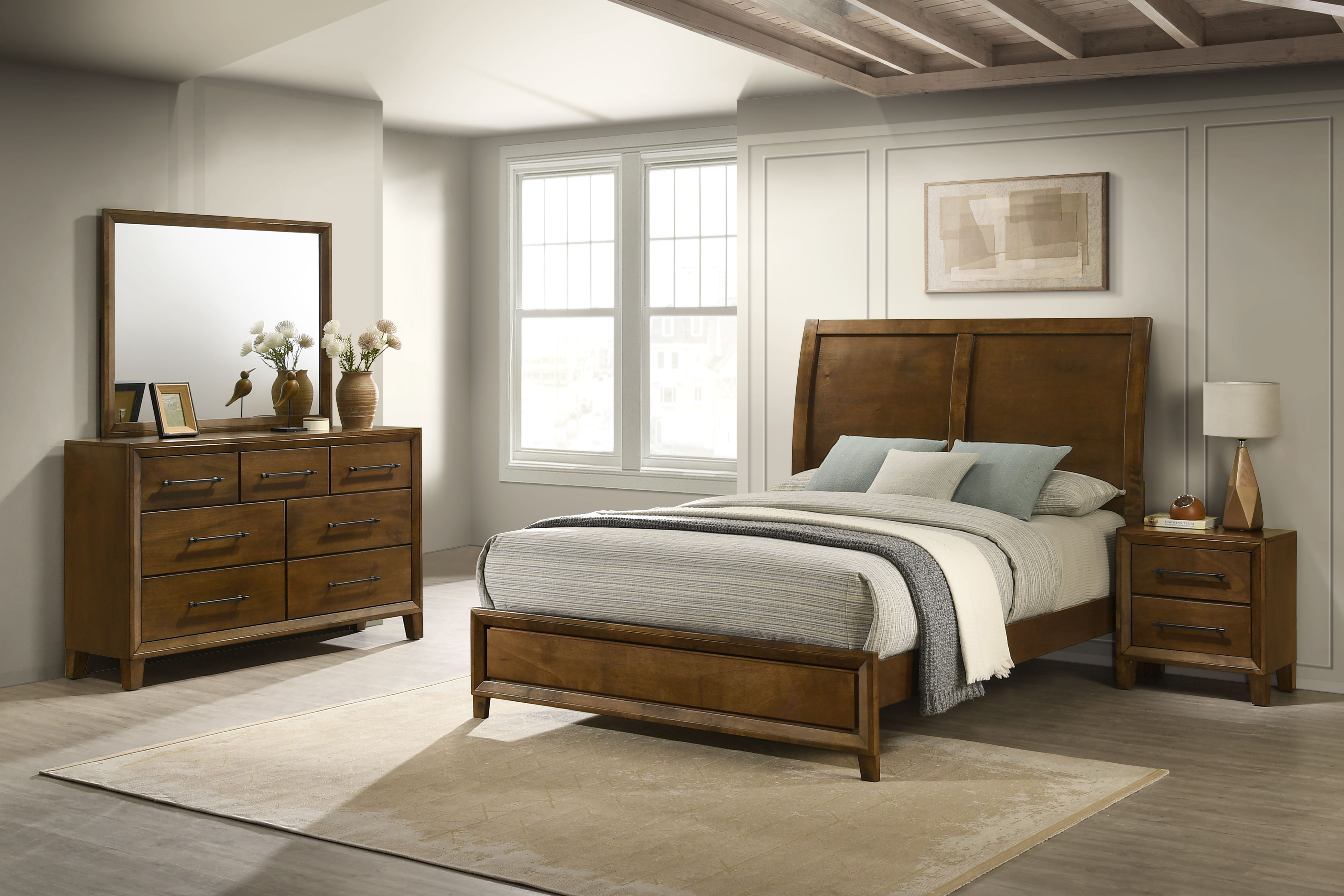 Ballard - 5/0 Queen 4 Piece Bedroom Set (Bed, Dresser, Mirror, Nightstand) - Brown
