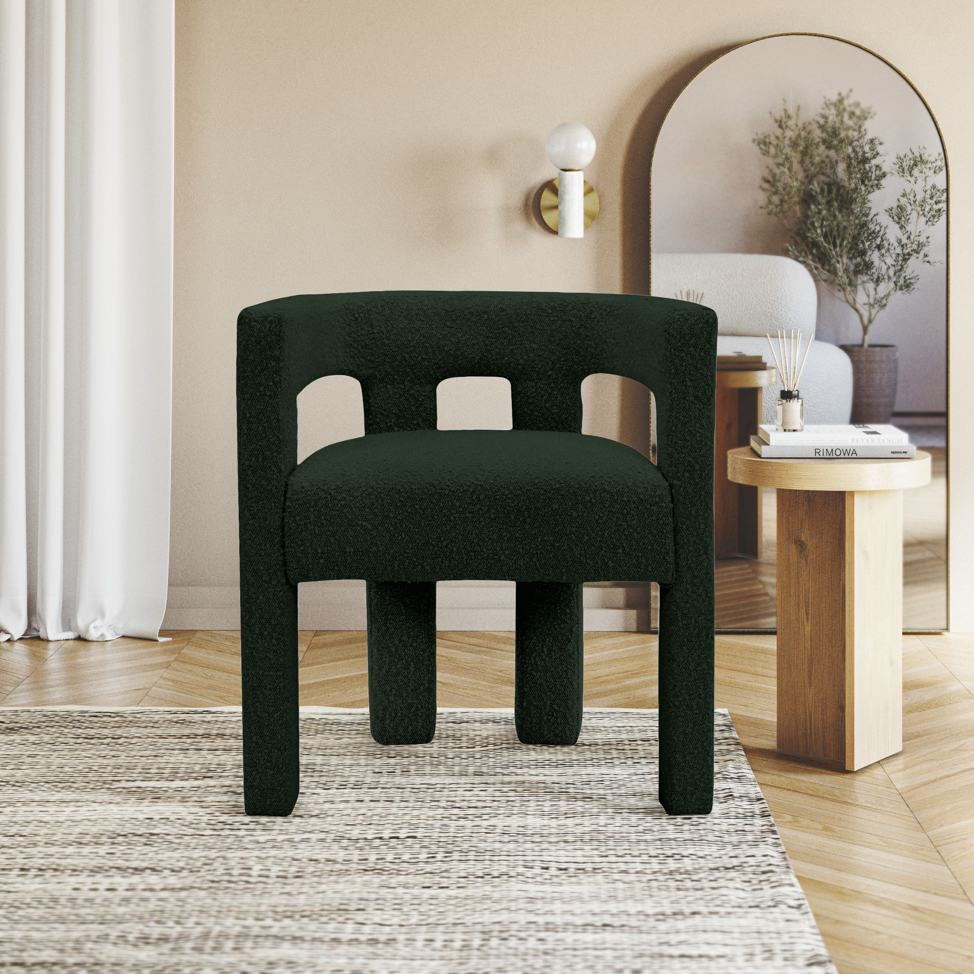 Athena - Boucle Fabric Dining Chair - Green