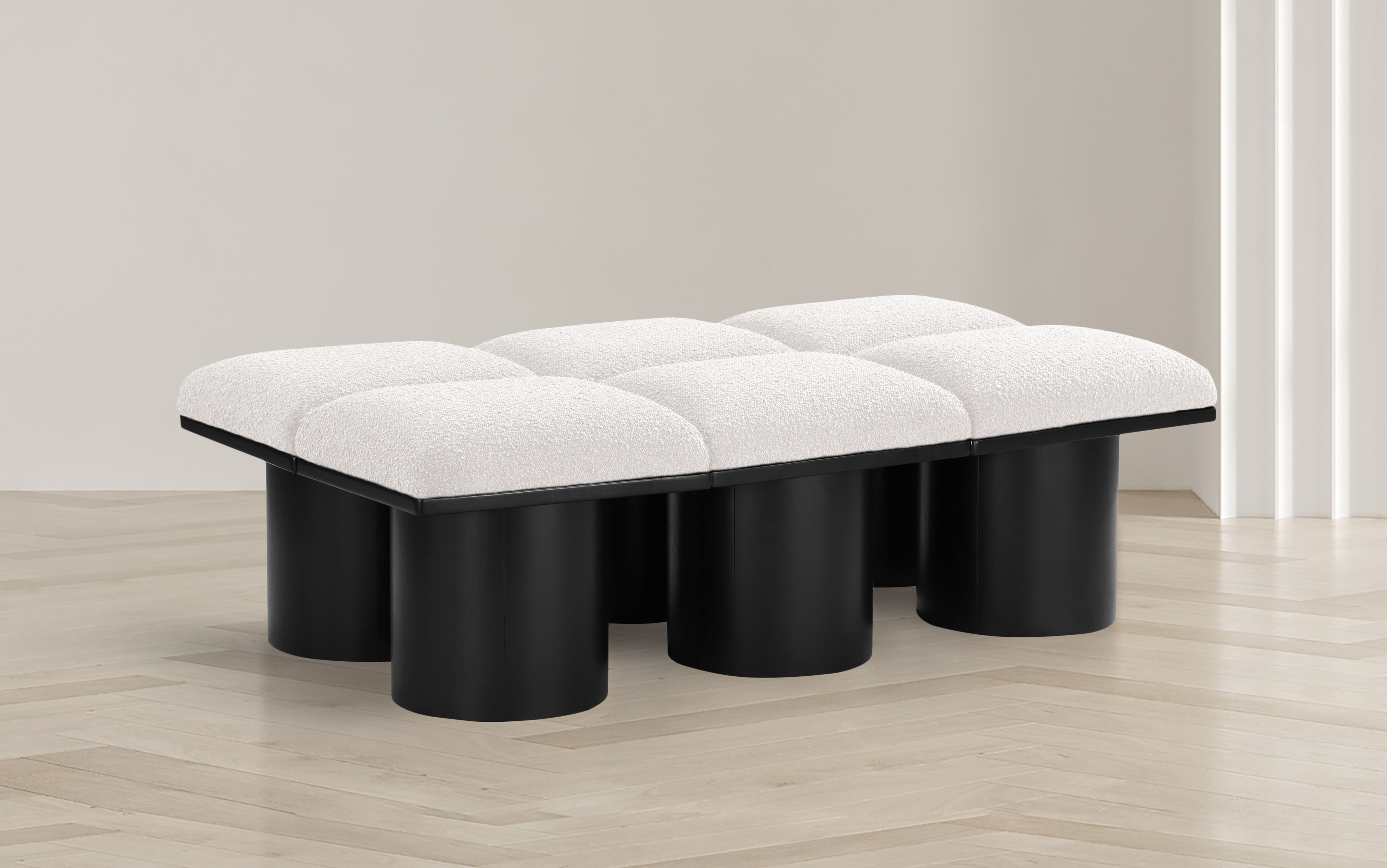Pavilion - 54" 6 Piece Modular Bench With Black Base - Cream