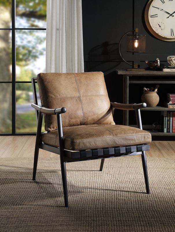 Anzan - Accent Chair - Berham Chestnut Top Grain Leather & Matt Iron, light brown, view 8