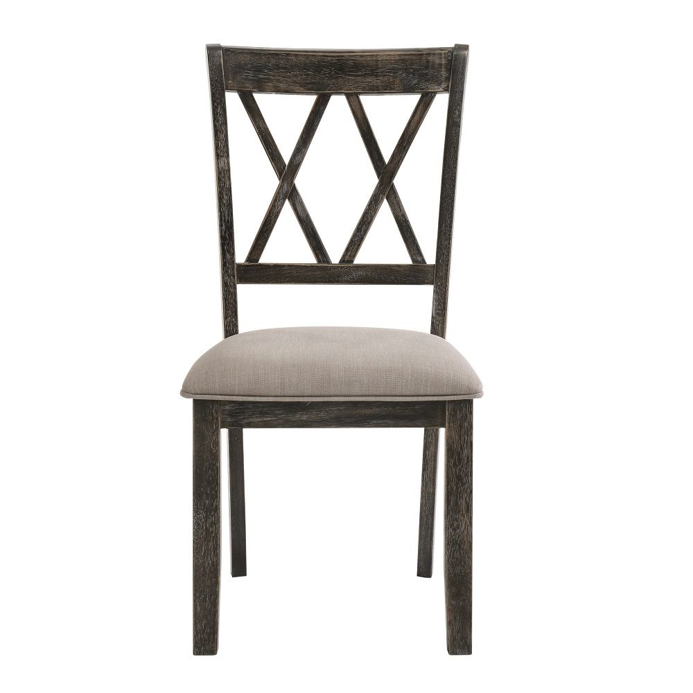 Claudia II - Side Chair (Set of 2) - Beige Fabric & Weathered Gray, dark gray, view 8