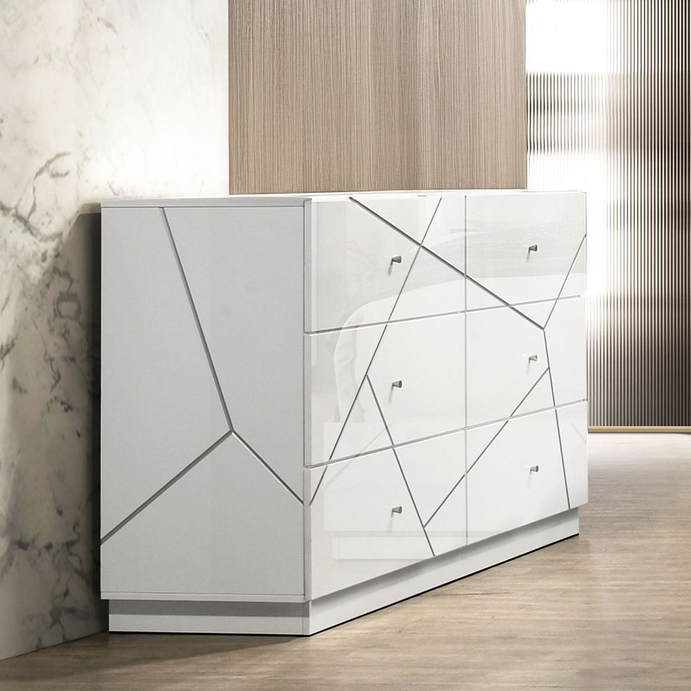 Esther - Dresser - White / Silver, white