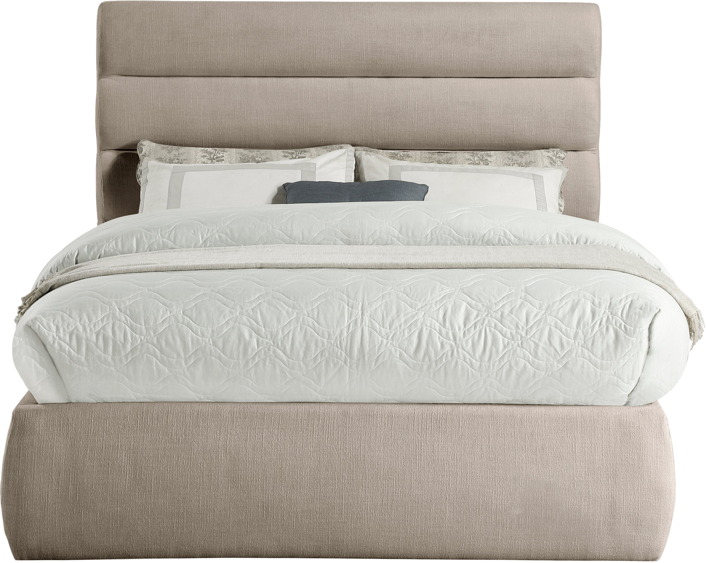 Adam - Linen Fabric Full Bed With 52" Headboard - Beige