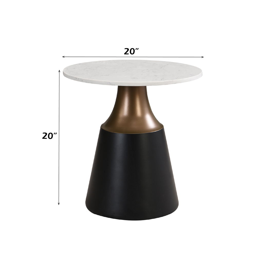 Jaramillo - End Table - White Natural Marble Top & Black, white, view 5