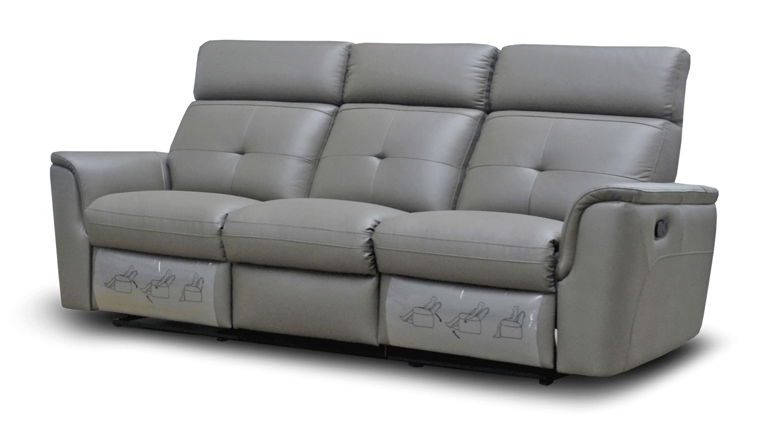 8501 - 3 Seat Sofa With Manual Recliner - Dark Gray