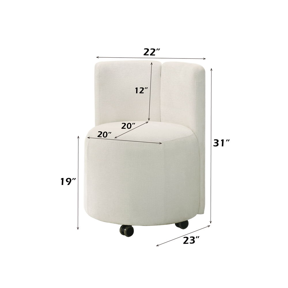 Blayde - Side Chair With Swivel (Set of 2) - White Chenille Fabric, white, view 4