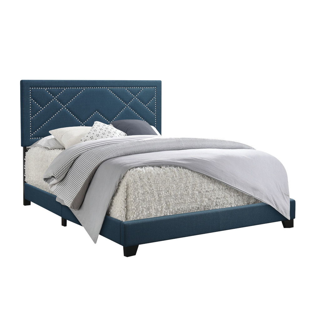 Ishiko - Eastern King Bed - Dark Teal Linen, blue, view 2