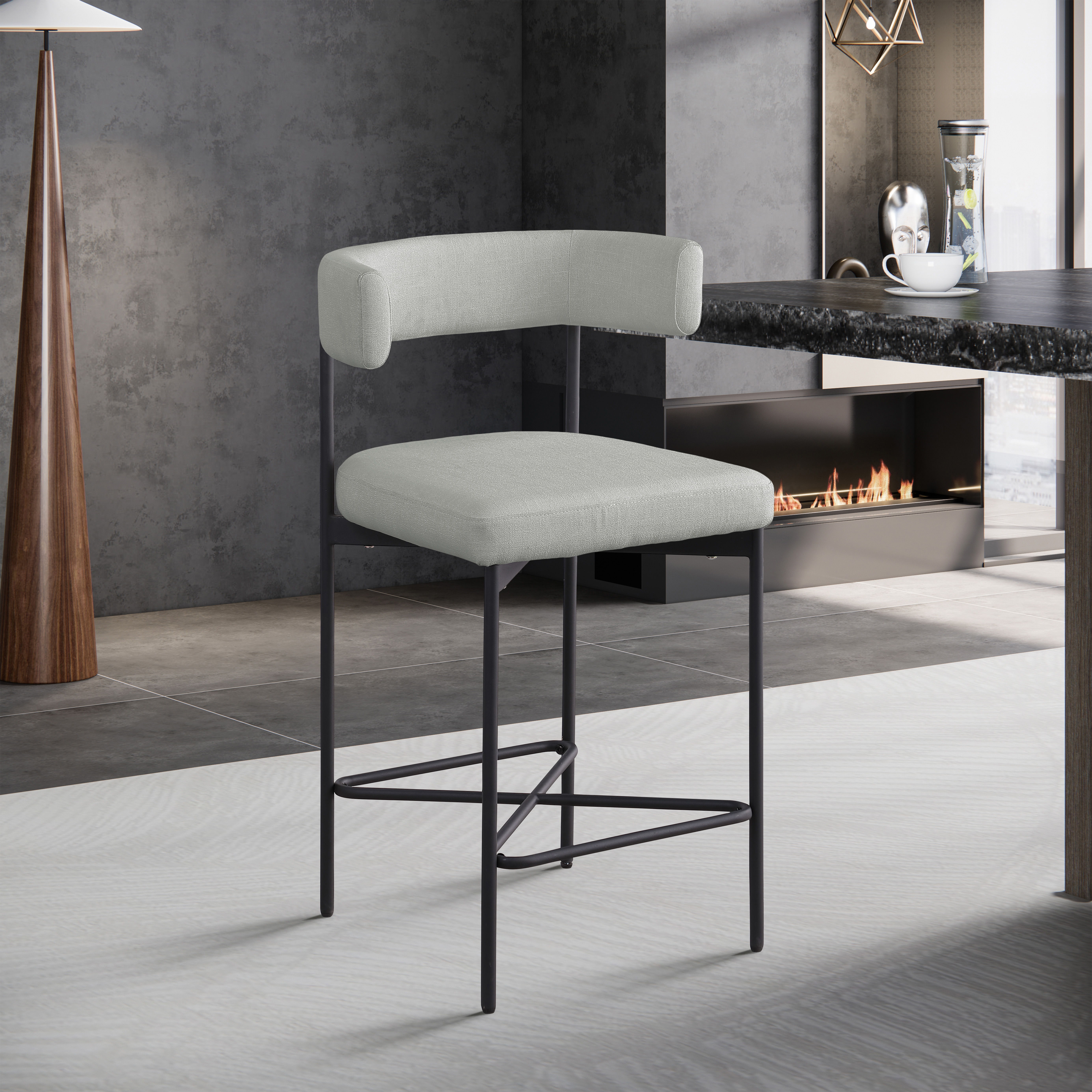 Rivage - Durable Stool With Black Frame (Set of 2) - Light Gray