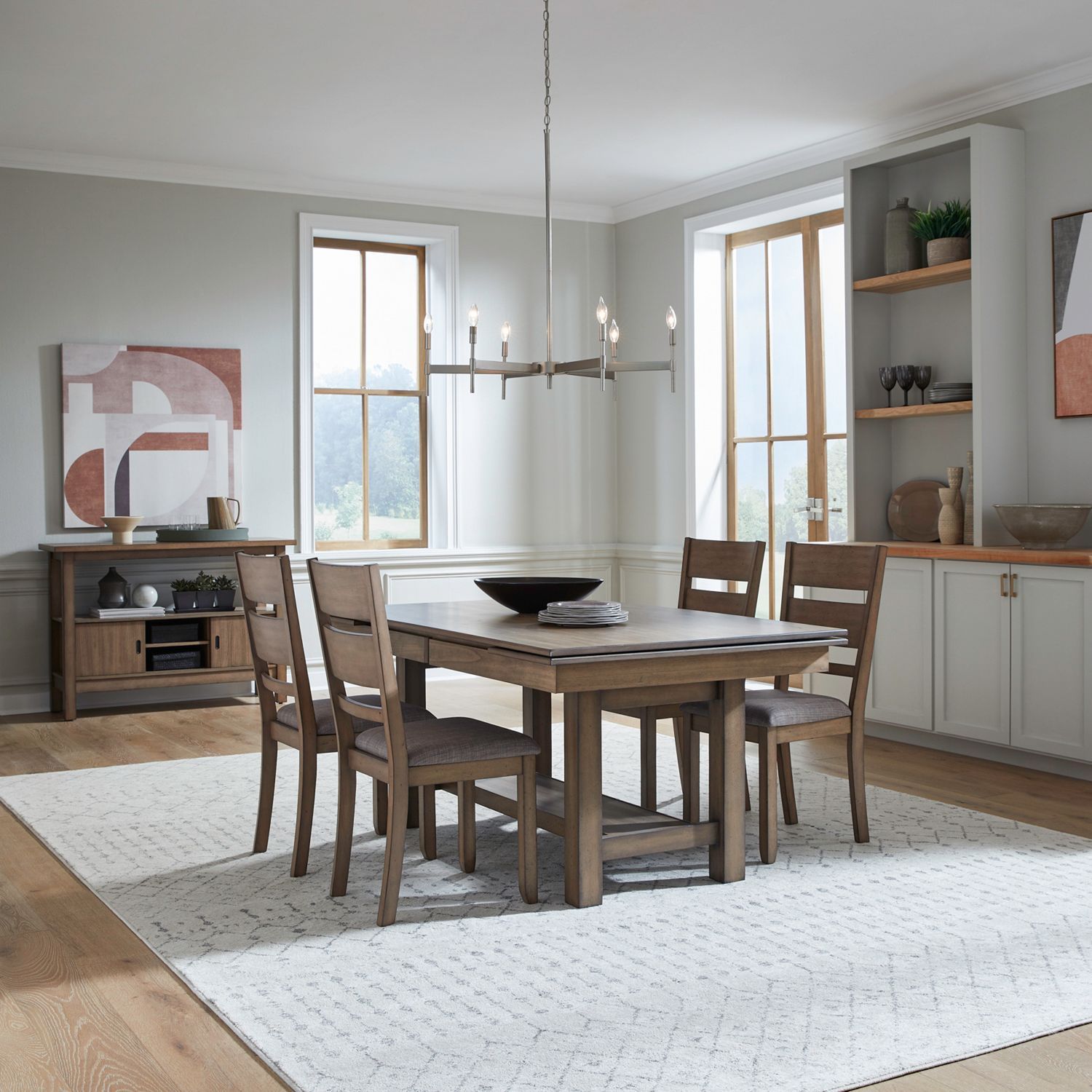 Liberty Furniture Brook Bay - Optional 5 Piece Trestle Table Set - Brown