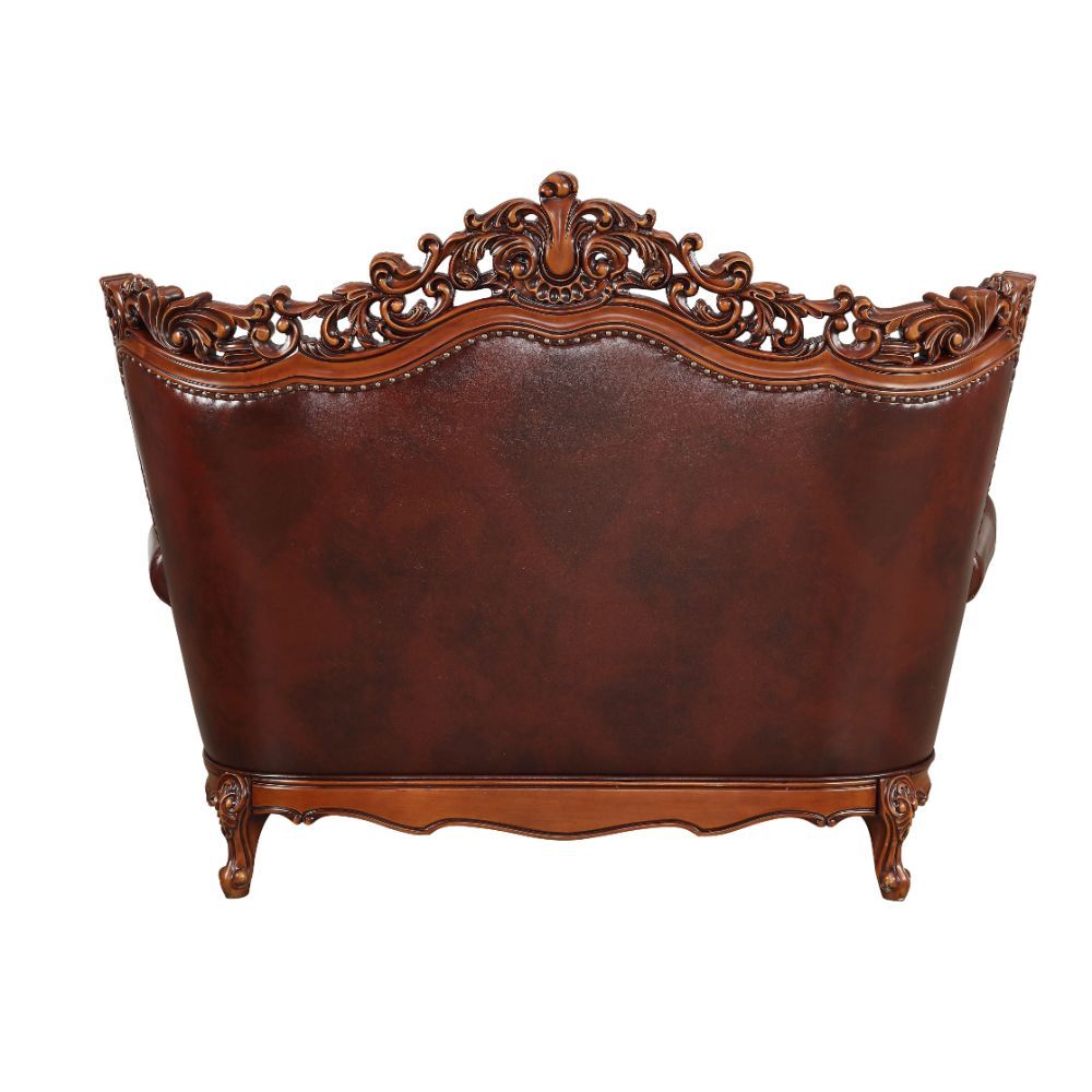 Eustoma - Loveseat - Cherry Top Grain Leather Match & Walnut, dark brown, view 3