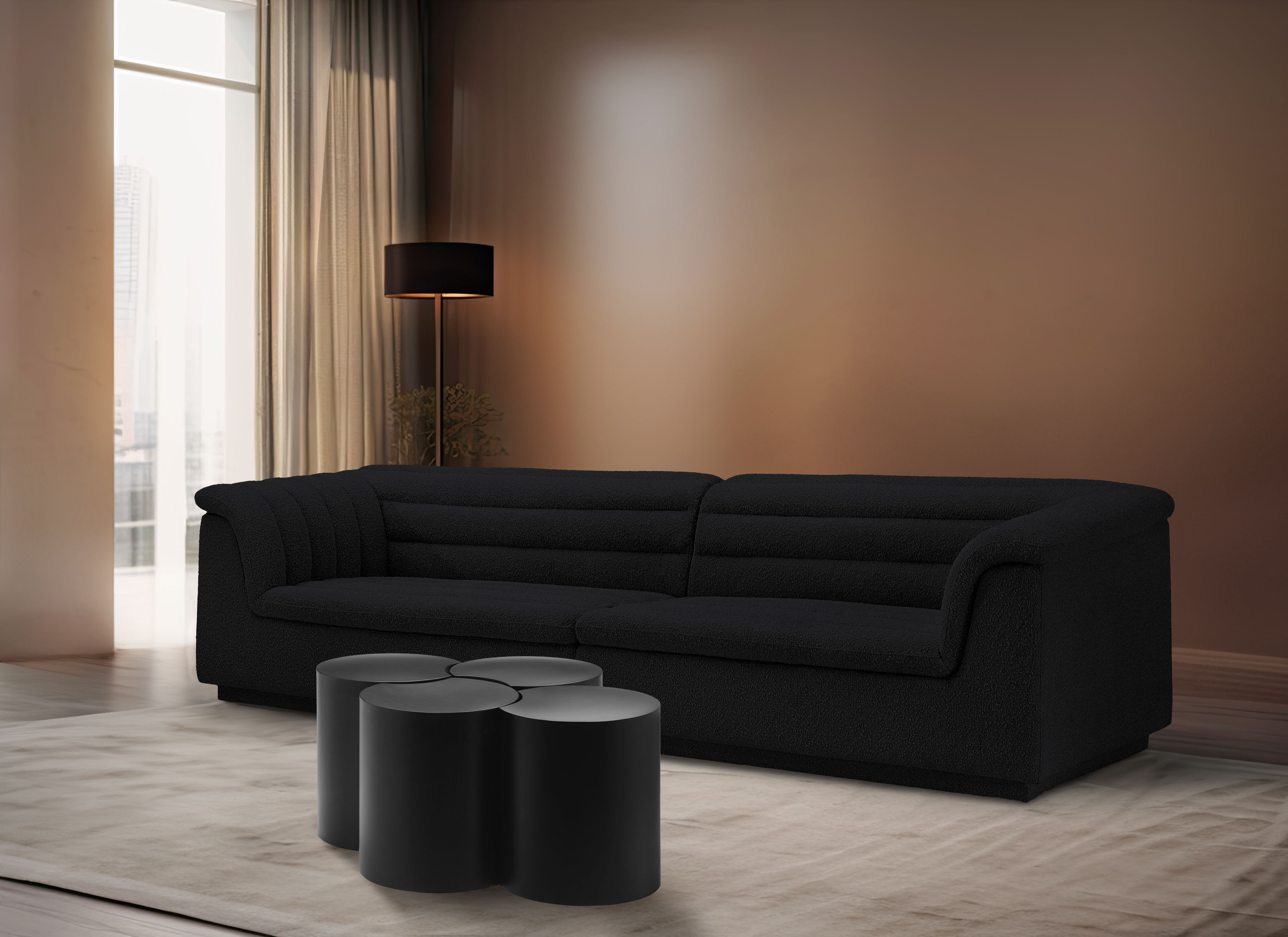 Dimple - 20" 4 Piece Modular Coffee Table - Black