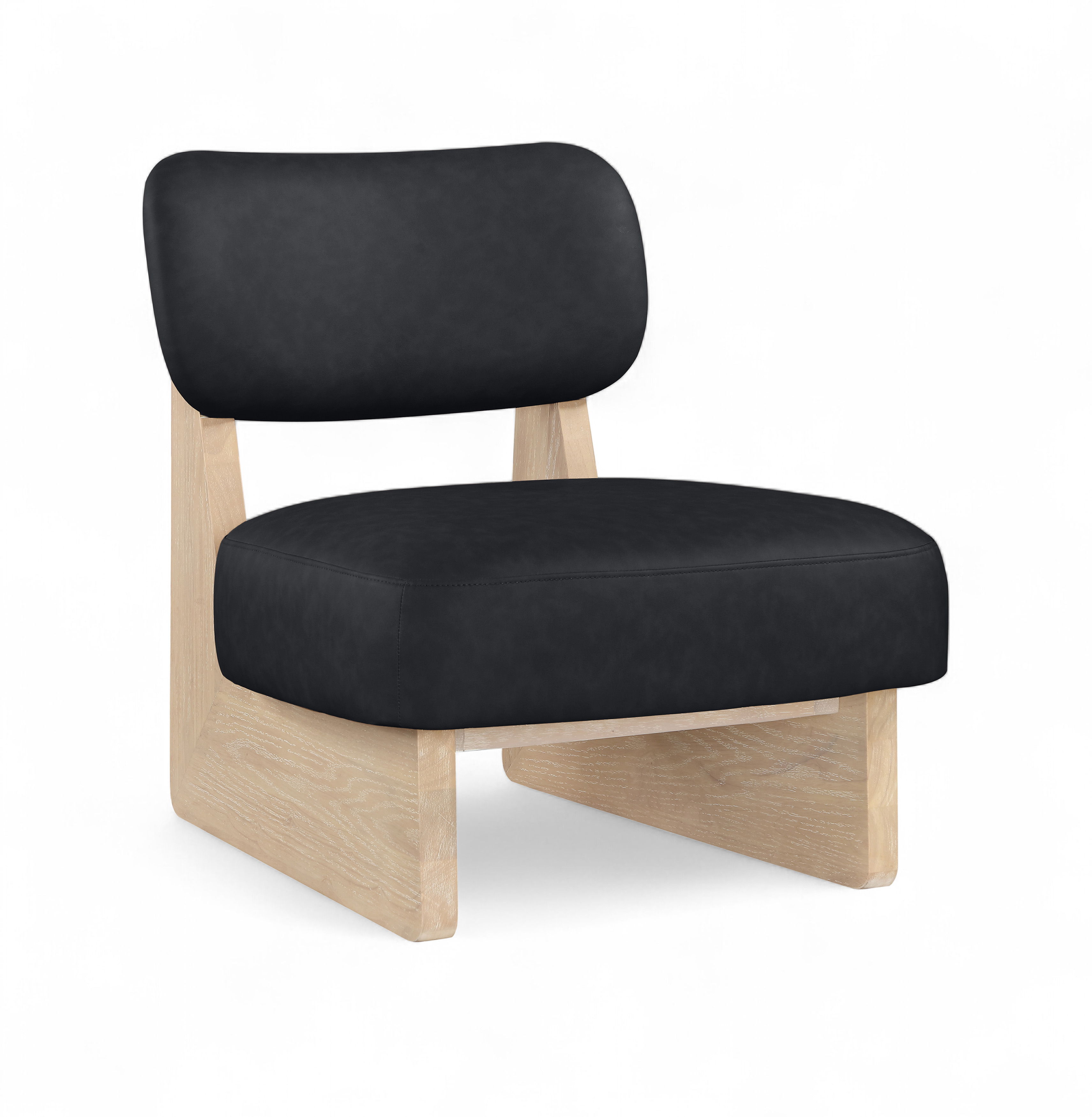 Vetra - Vegan Leather Upholstered Accent Chair - Black / Painted Natural