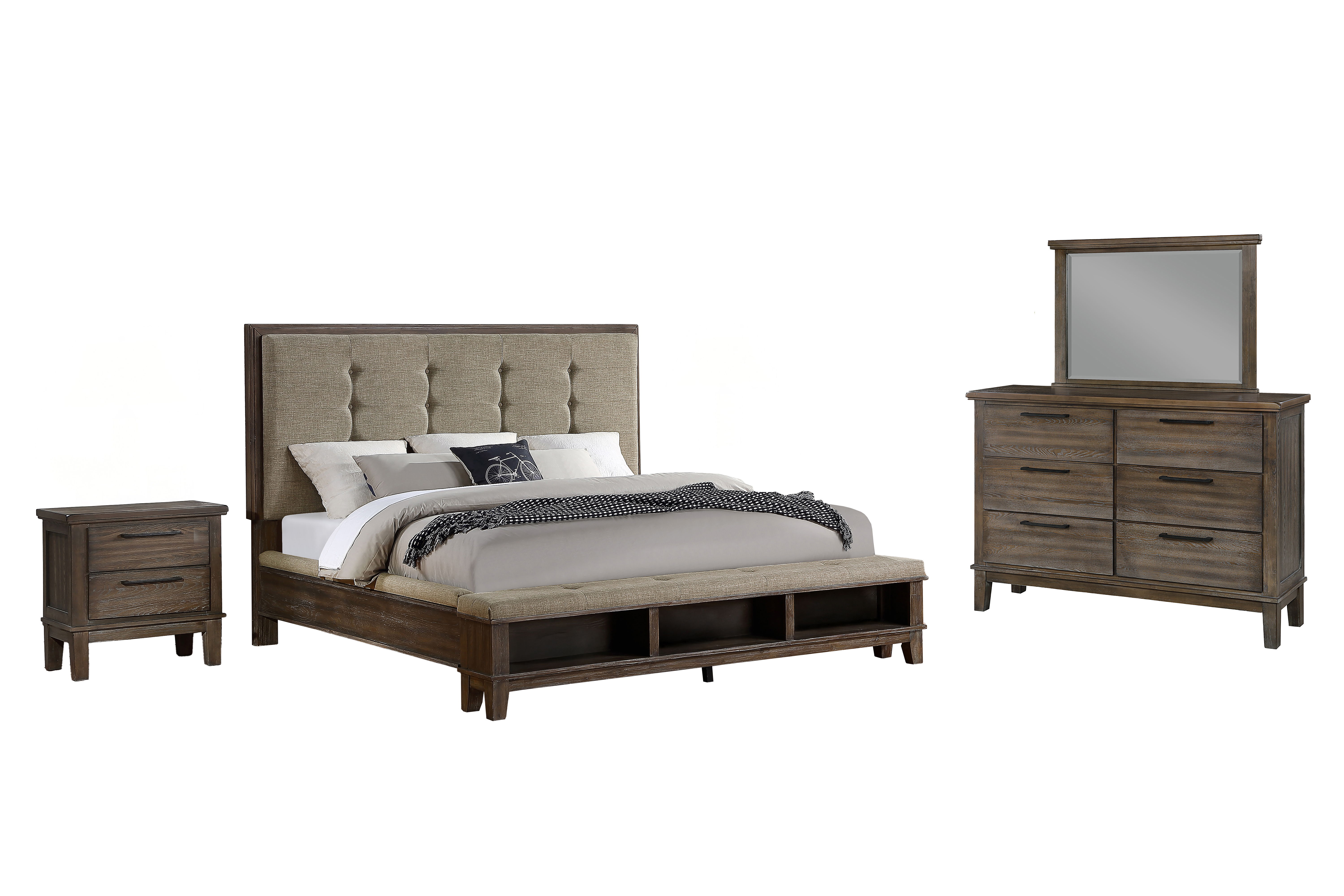 King · 4 Pc · Bed & Dresser & Mirror & Nightstand