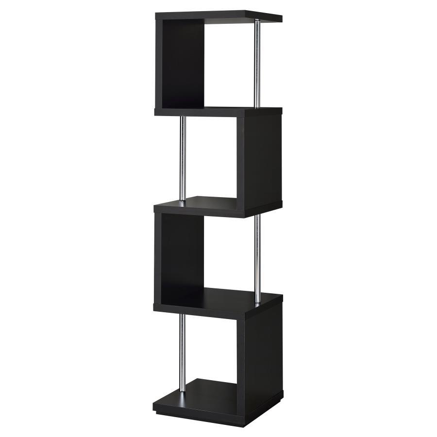 Baxter - 4-Shelf Bookshelf - Black And Chrome Image