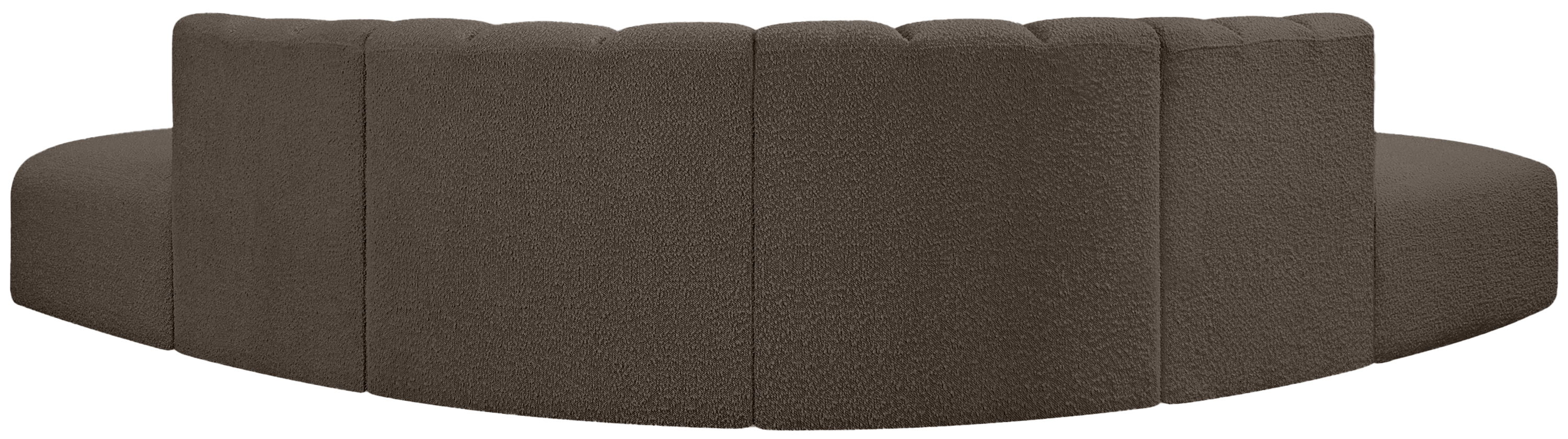 Arc - Boucle Fabric 6 Piece Corner Modular Sofa - Brown