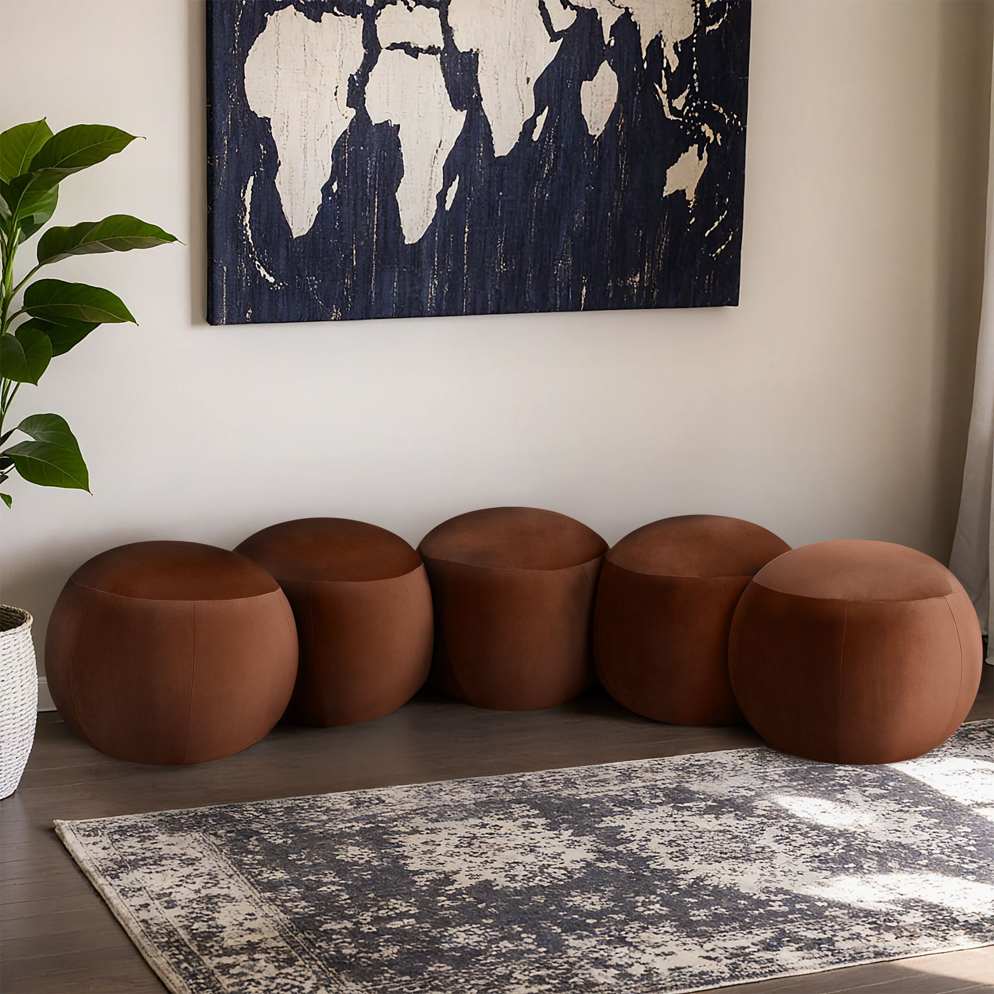 Apollo - 74.5" Velvet Bench - Cognac