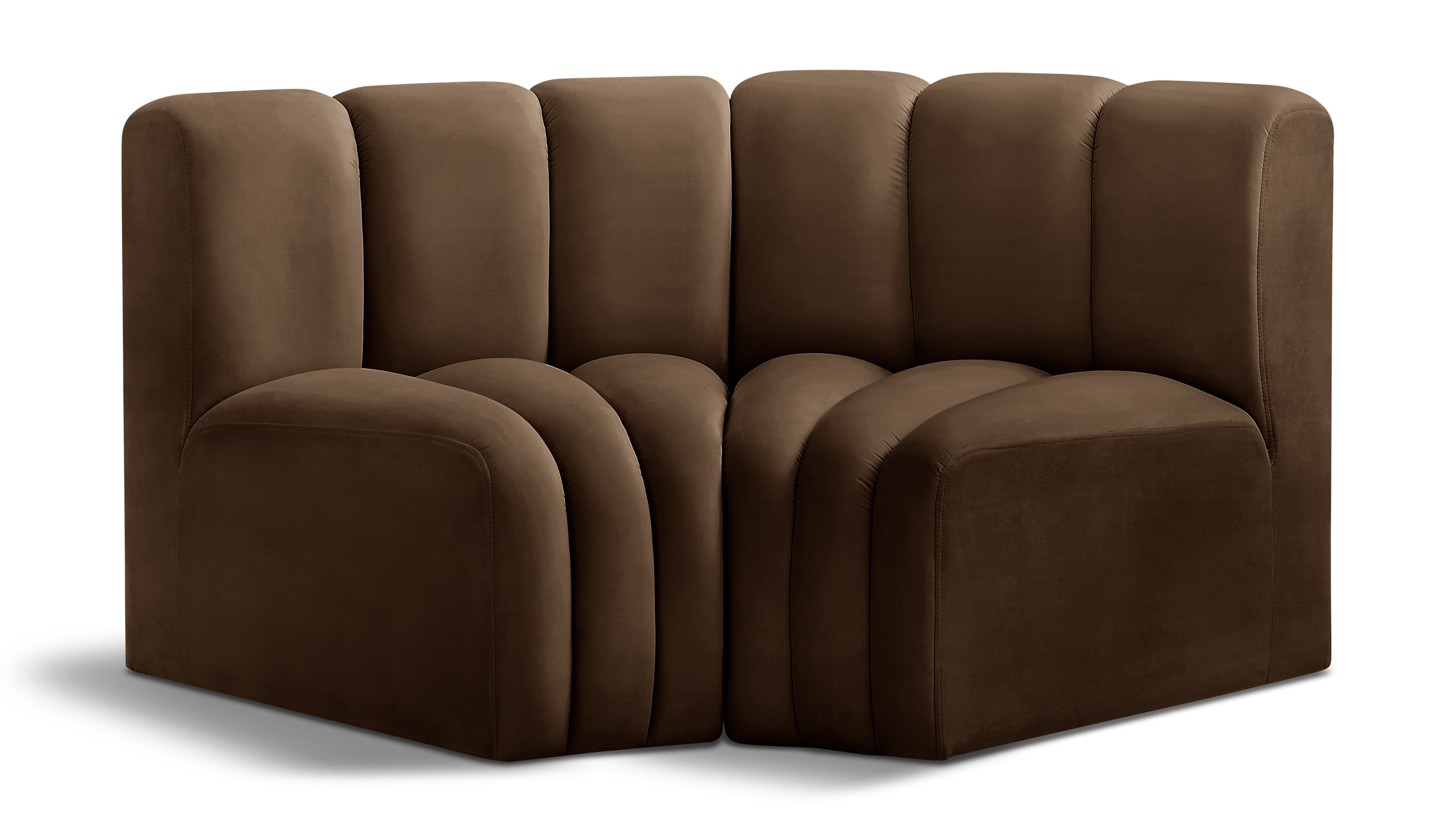 Arc - Velvet 2 Piece Modular Sofa - Brown