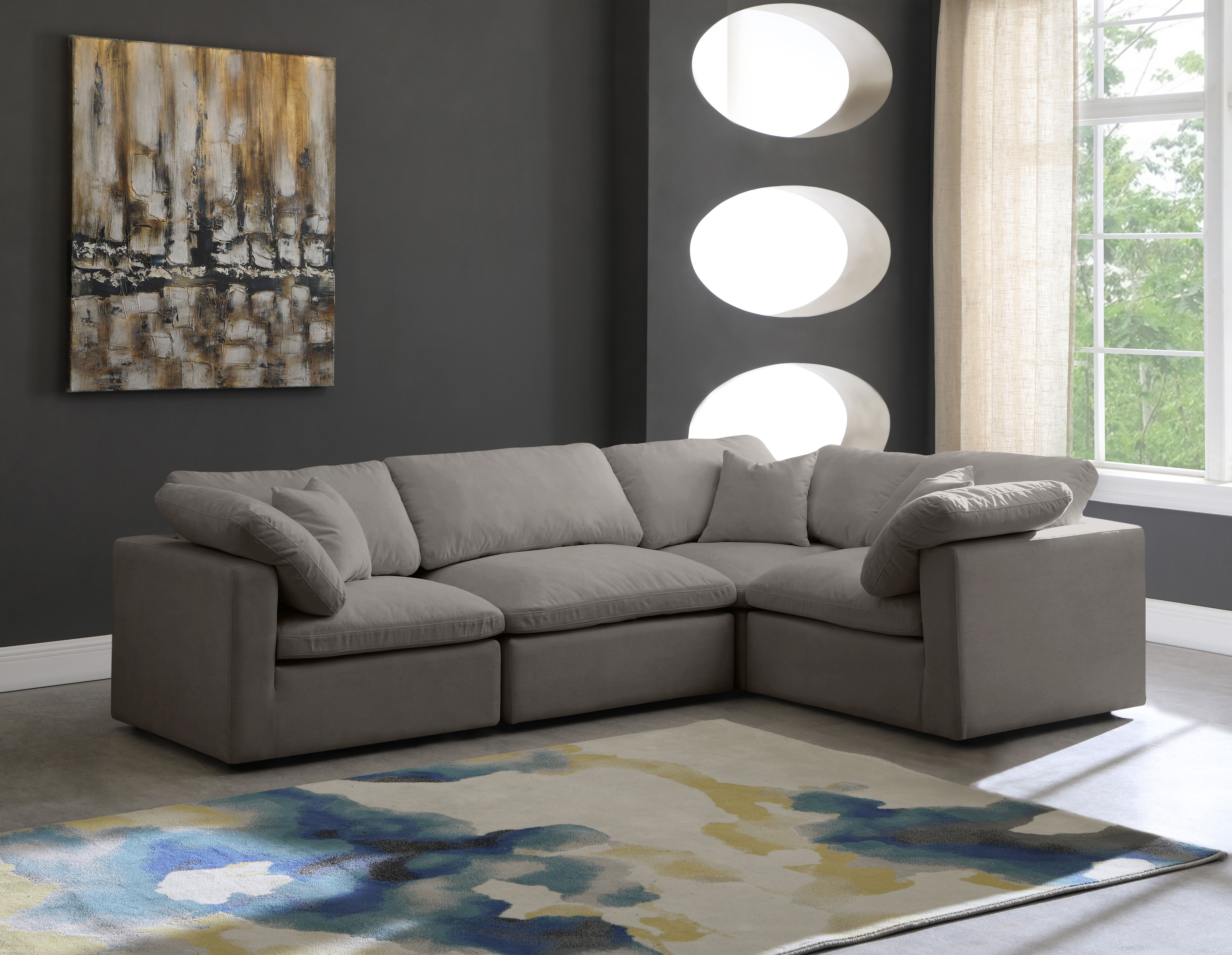 Plush - 4 Piece Modular Sectional - Gray