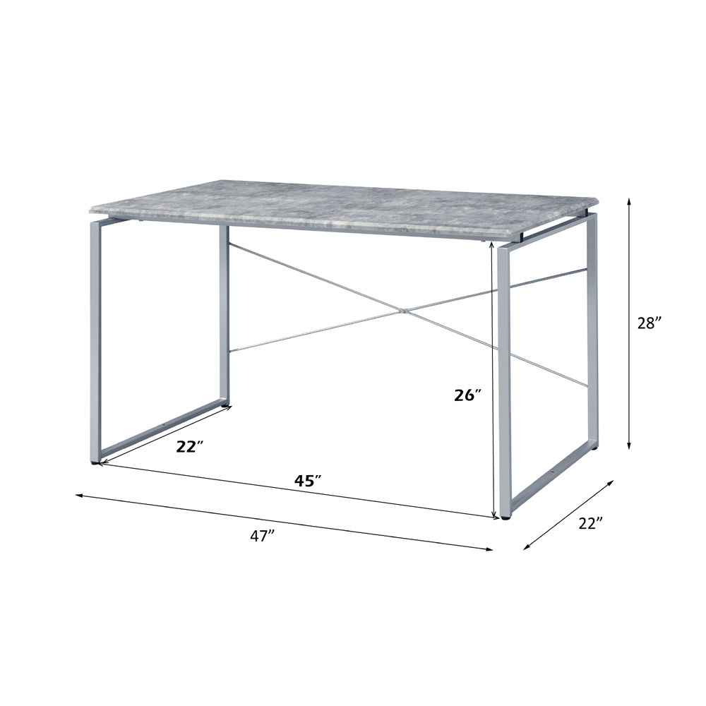 Jurgen - Writing Desk - Faux Concrete & Silver, silver, view 6