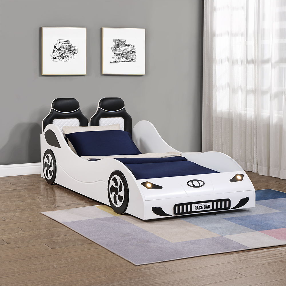 Colen - Twin Car Bed - White, white