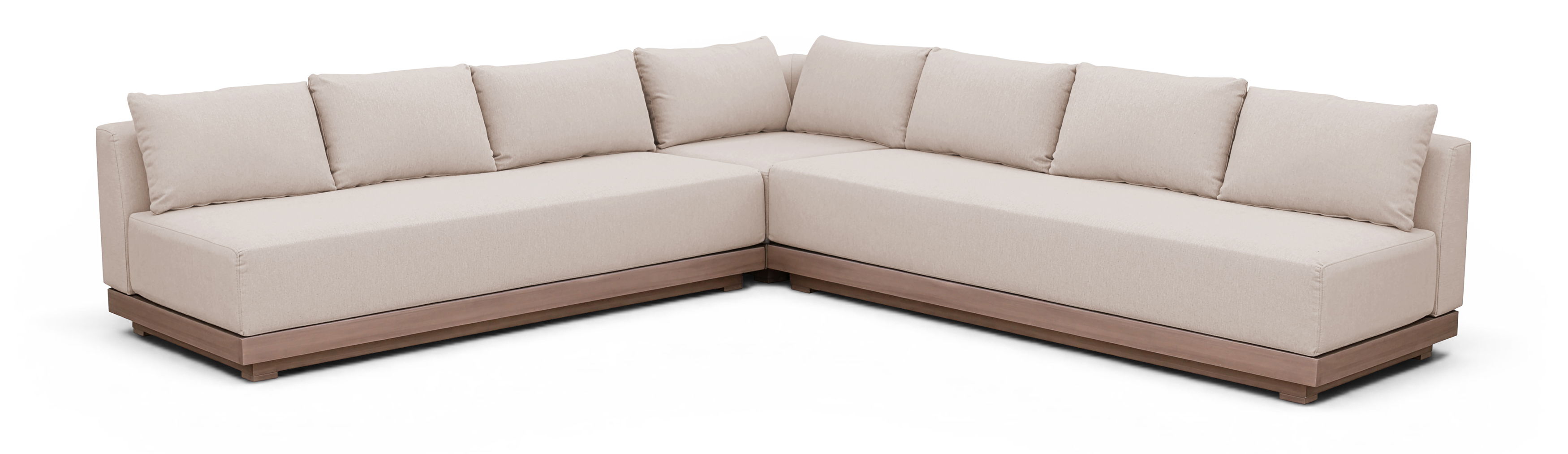 Solace - Olefin Performance Fabric 3 Piece Outdoor Patio Modular Sectional (2 Sofas & Corner Chair) - Beige