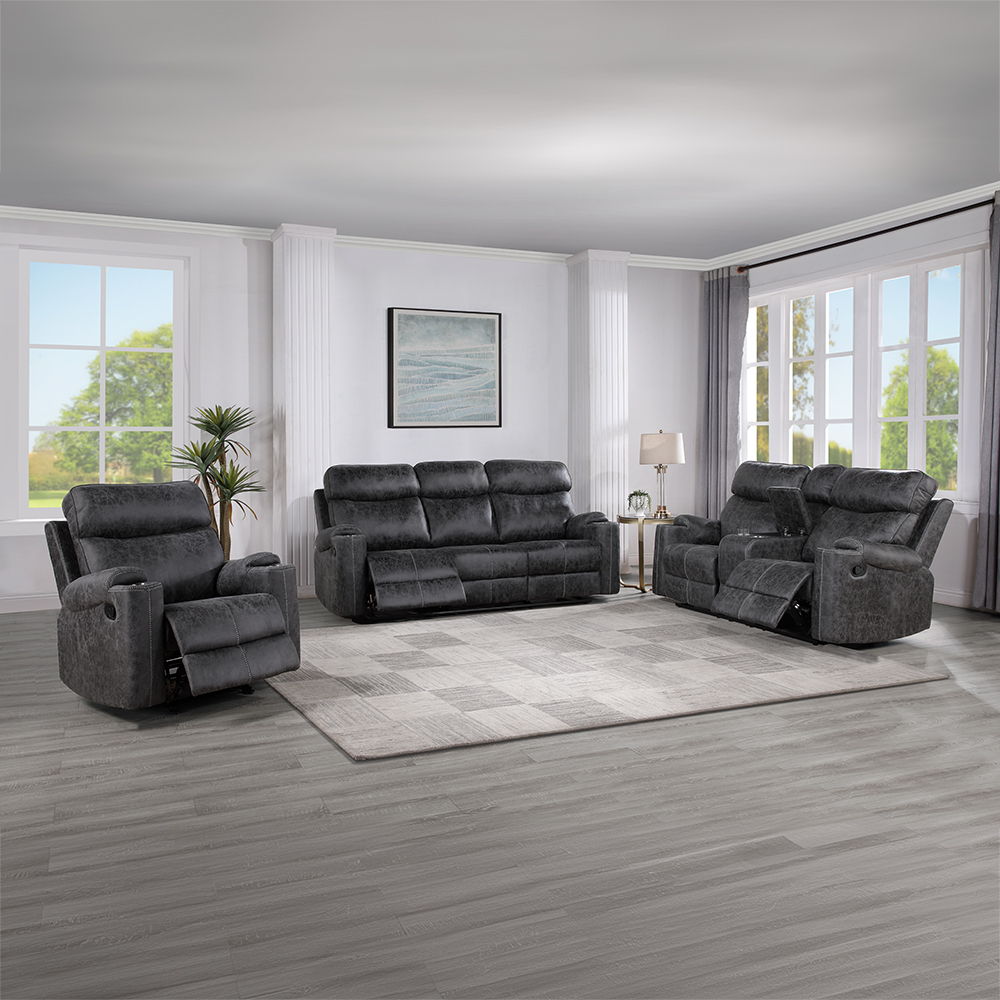 Hirah - Motion Glider Recliner - Dark Gray Polish Microfiber, dark gray, view 4