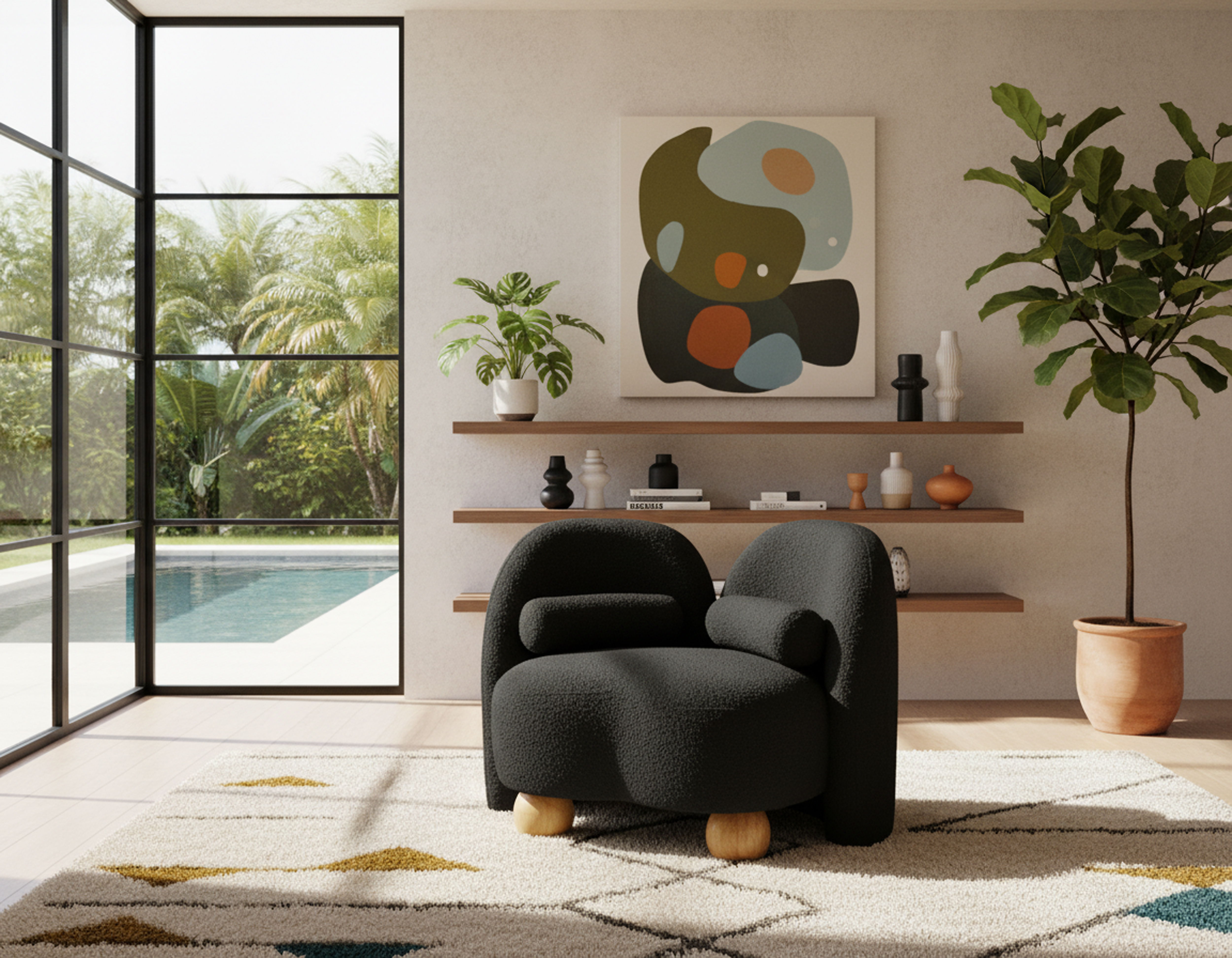 Daphne - Boucle Chair - Black