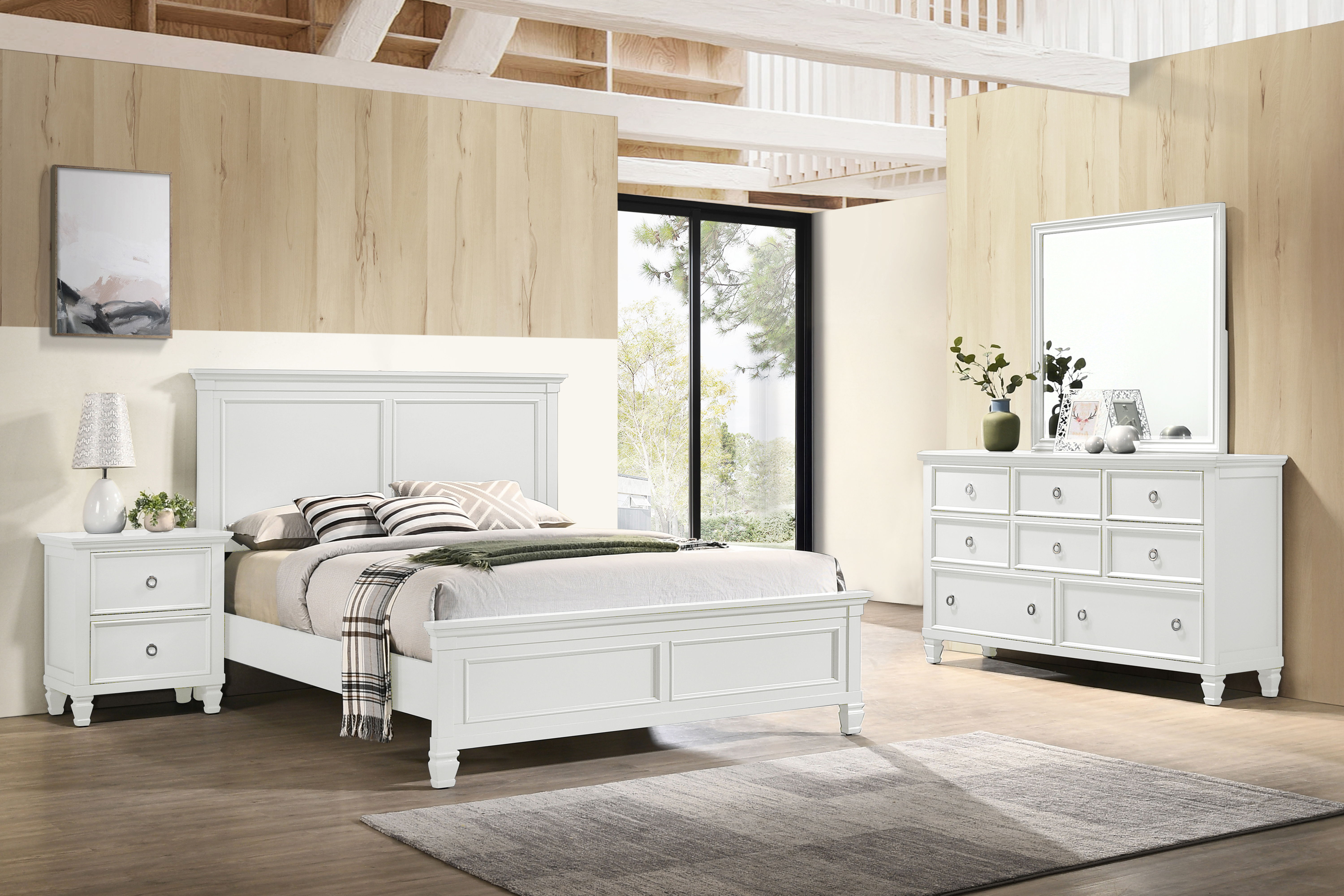 Tamarack - Eastern King 4 Piece Bedroom Set (Bed, Dresser, Mirror, Nighstand) - White