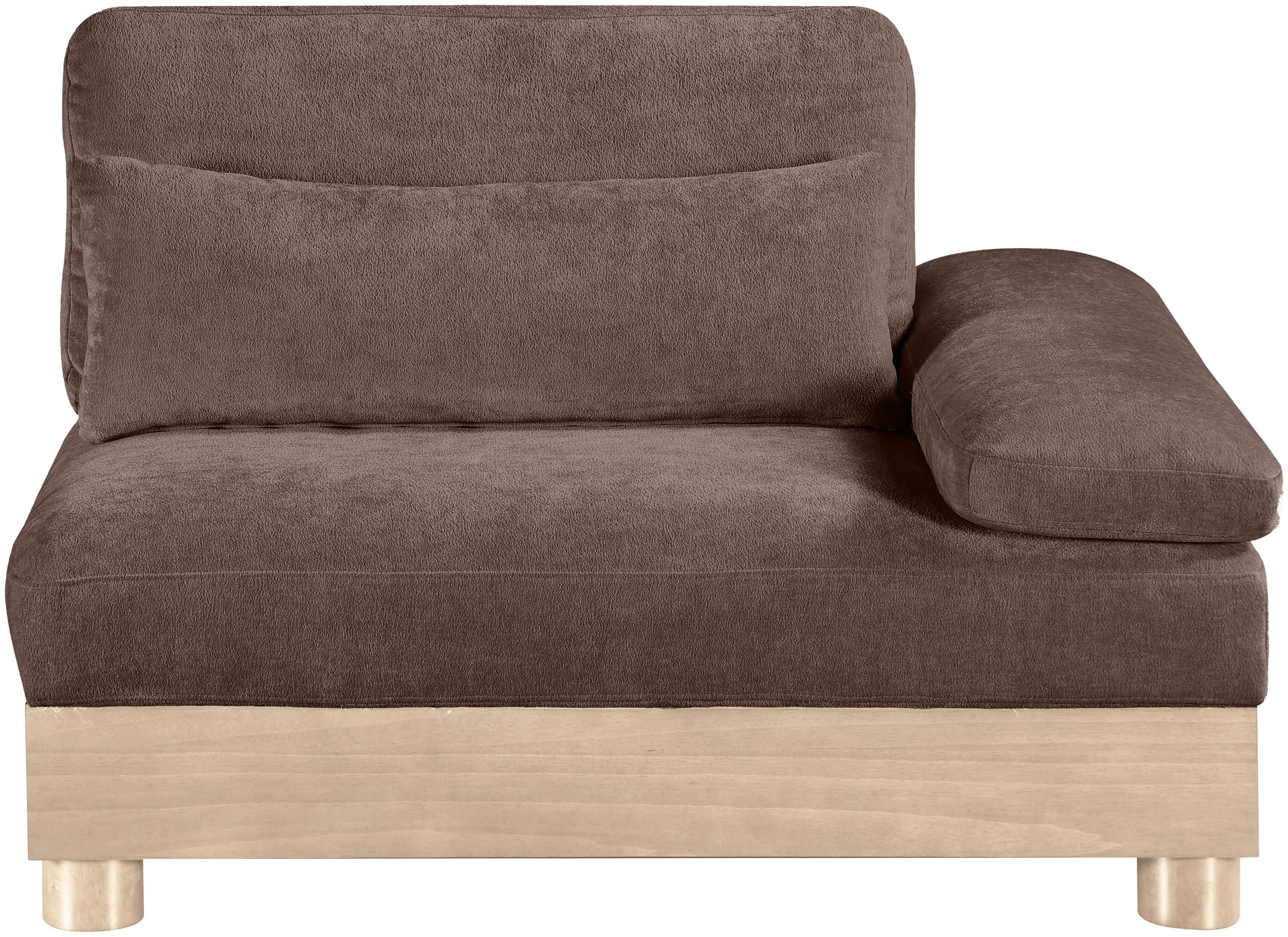 Turin - Chenille Fabric Upholstered Modular Right Arm Chair - Brown / Natural Oak